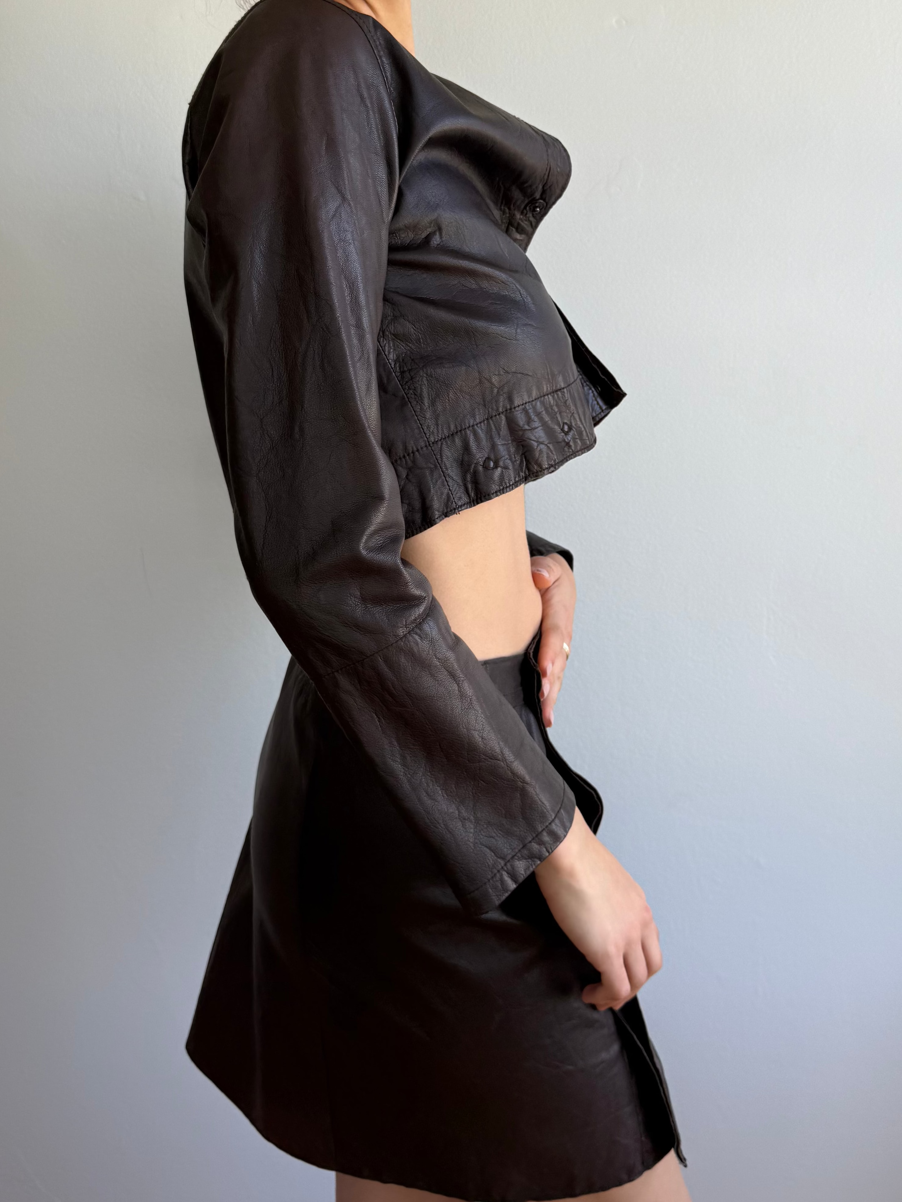 2000s Vintage Leather 2-Piece Jacket / S