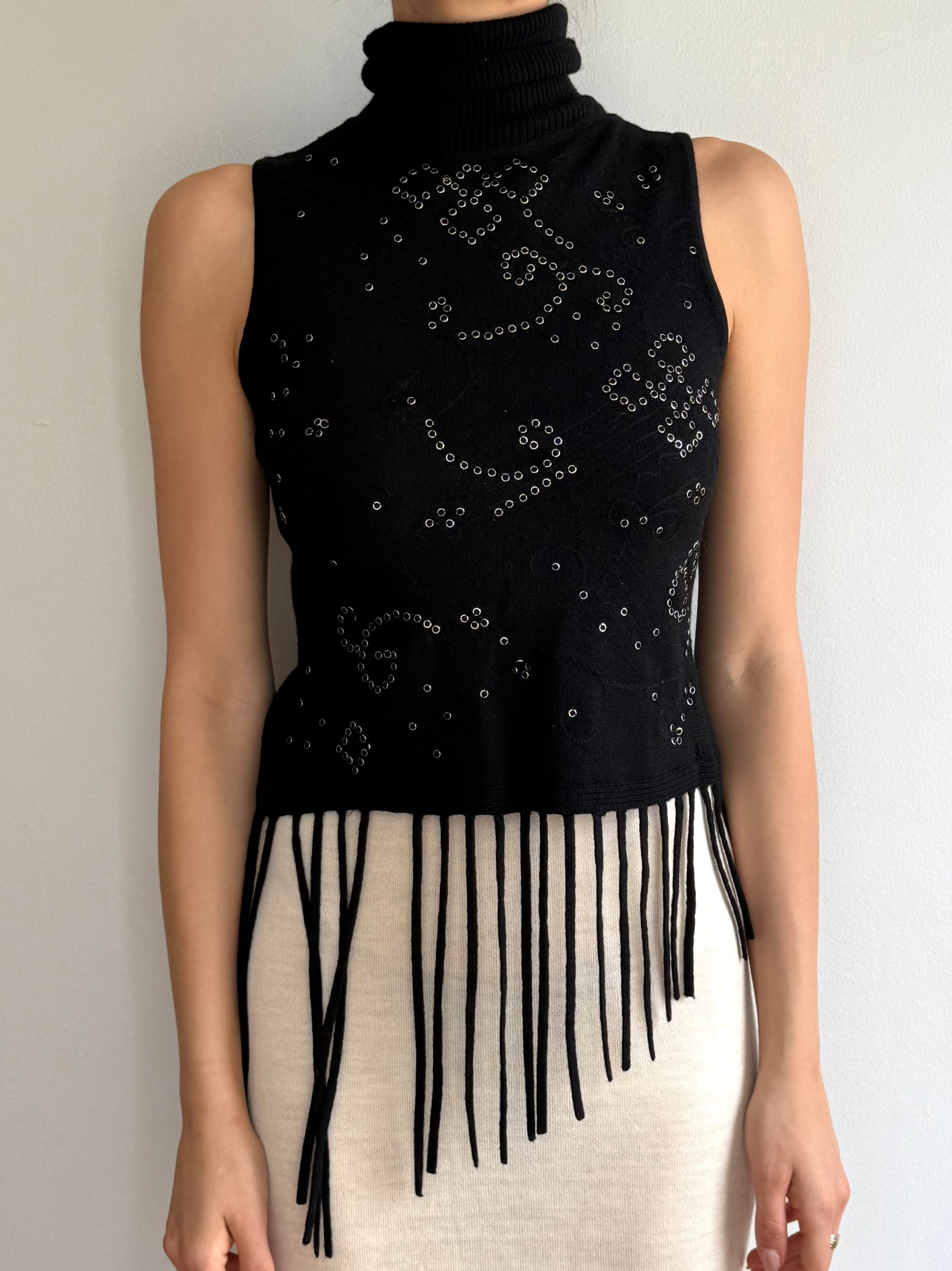 Vintage Studded Fringe Votre Nom Top  / M