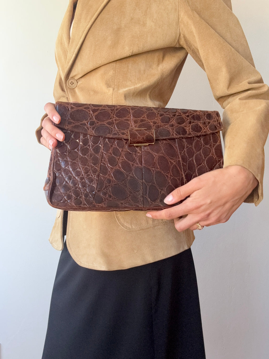 Unsigned Vintage Croc Clutch