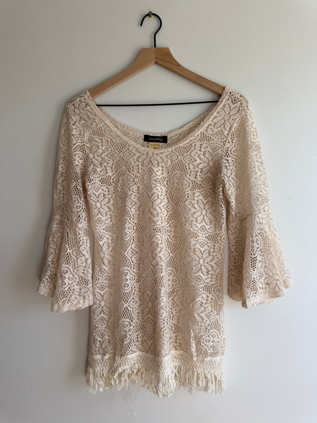 Vintage Lace Fringe Top / M