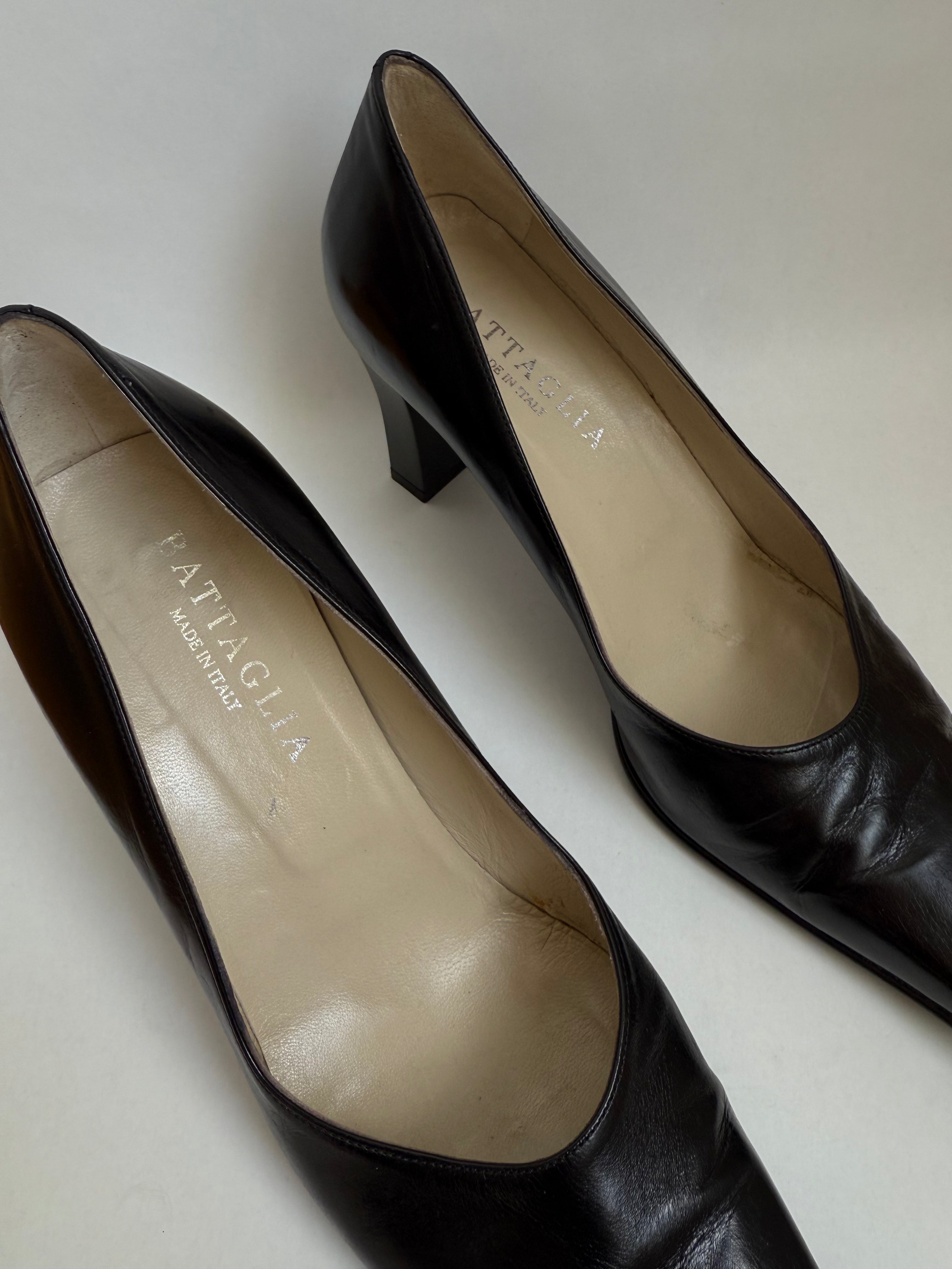Leather Square-Toe Pumps / 40