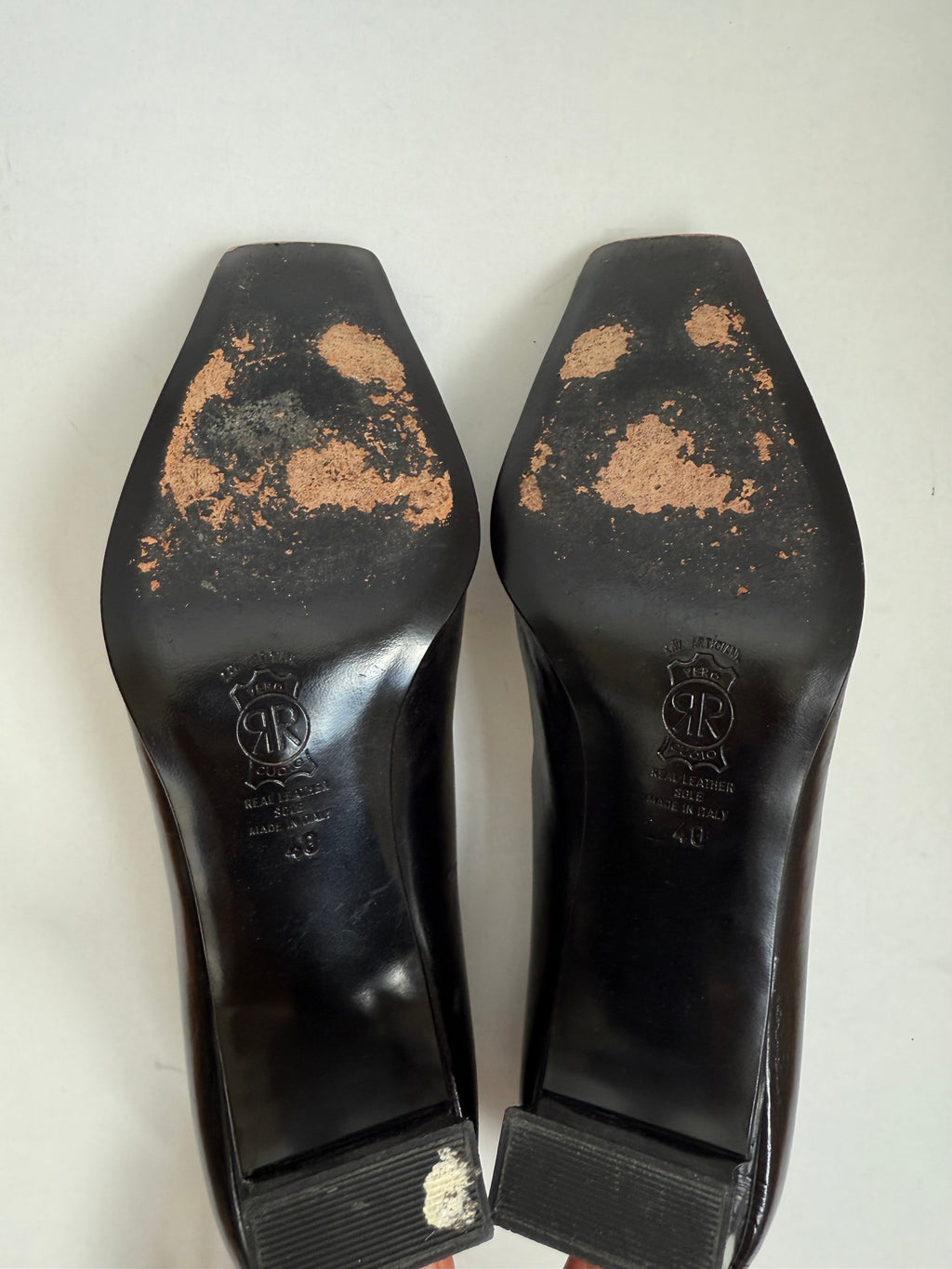 Leather Square-Toe Pumps / 40