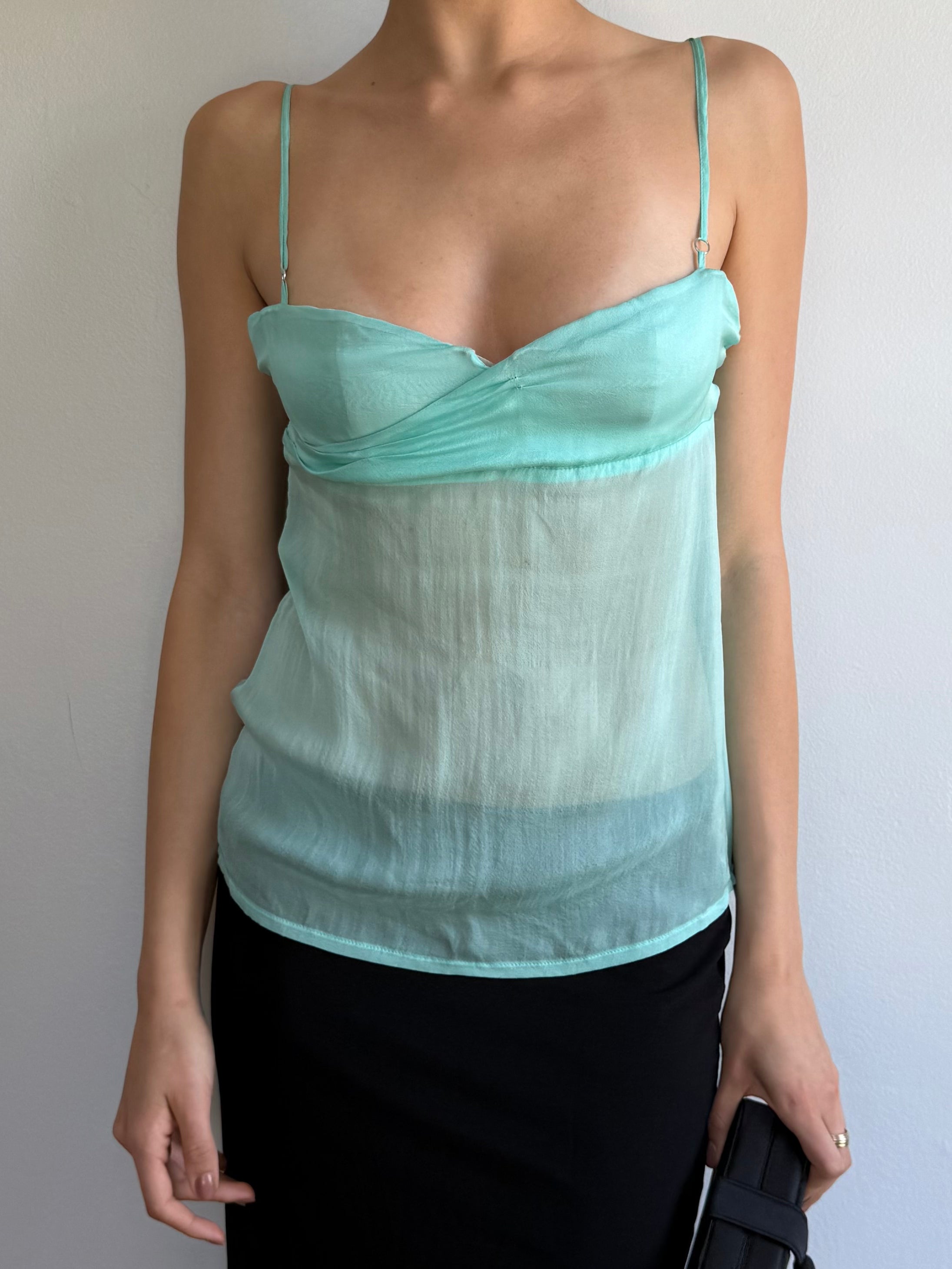 Costume National CNC Green Silk Cami / XS