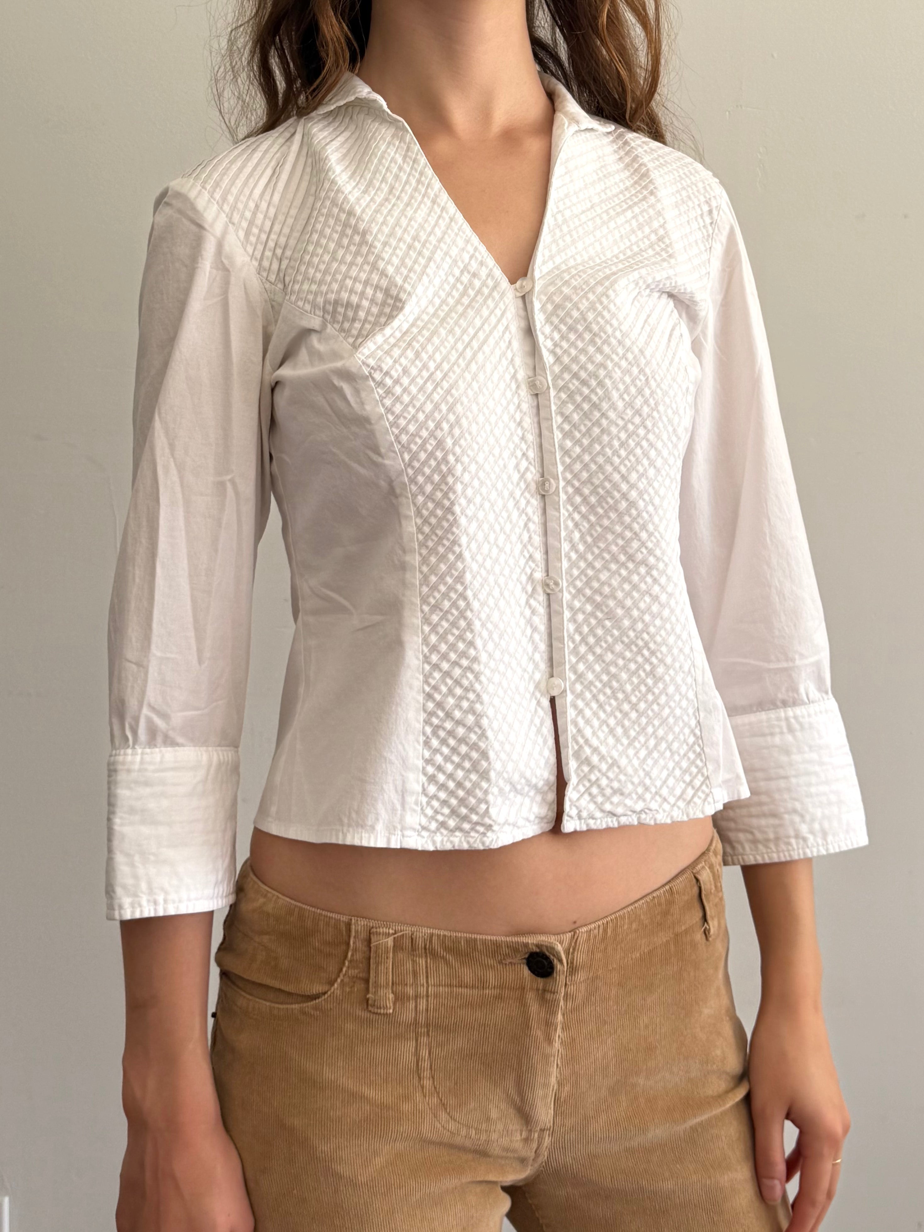 Cotton 3/4 Sleeve Button Down