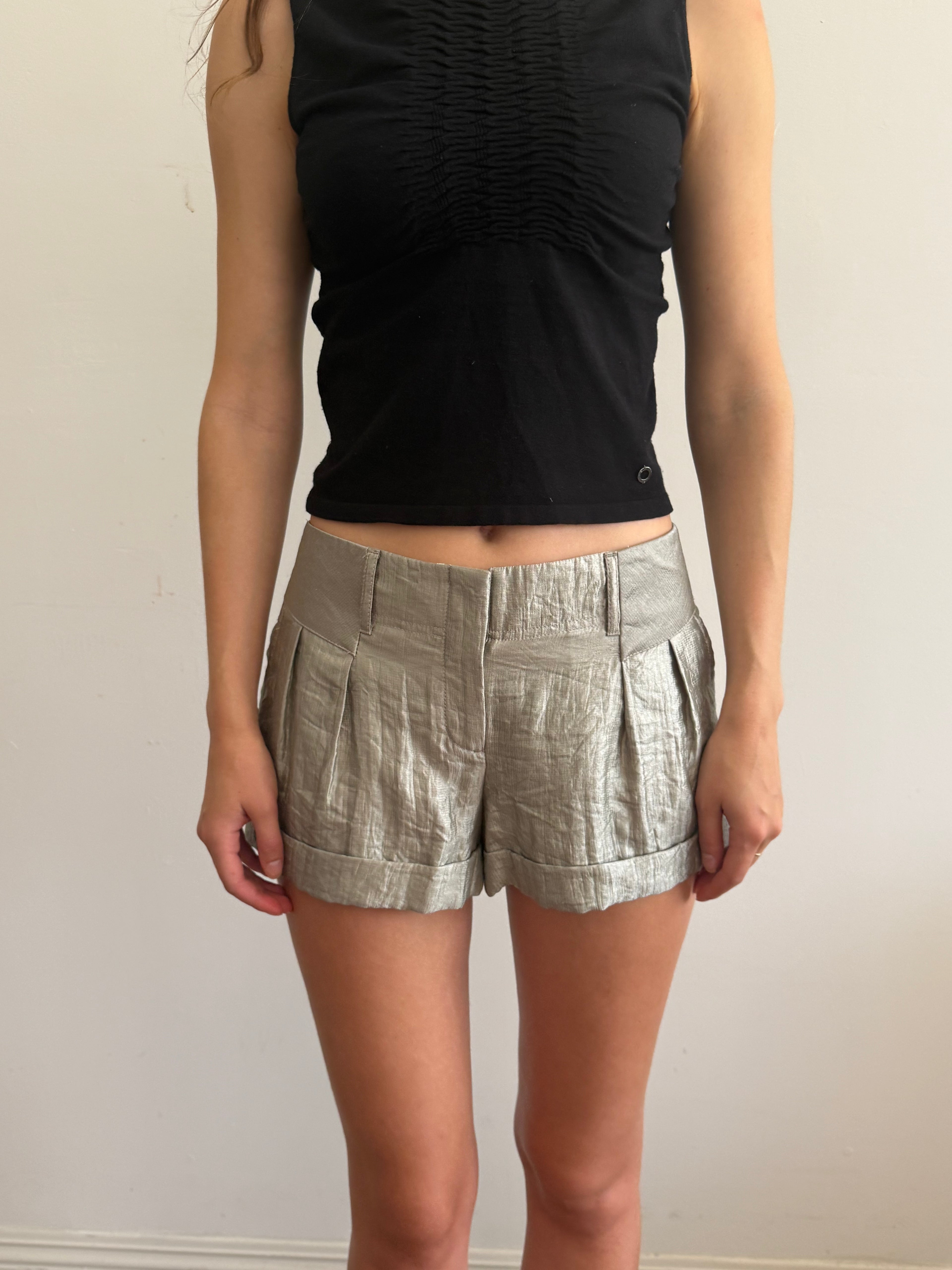 Shiny Silver Mini Shorts /
