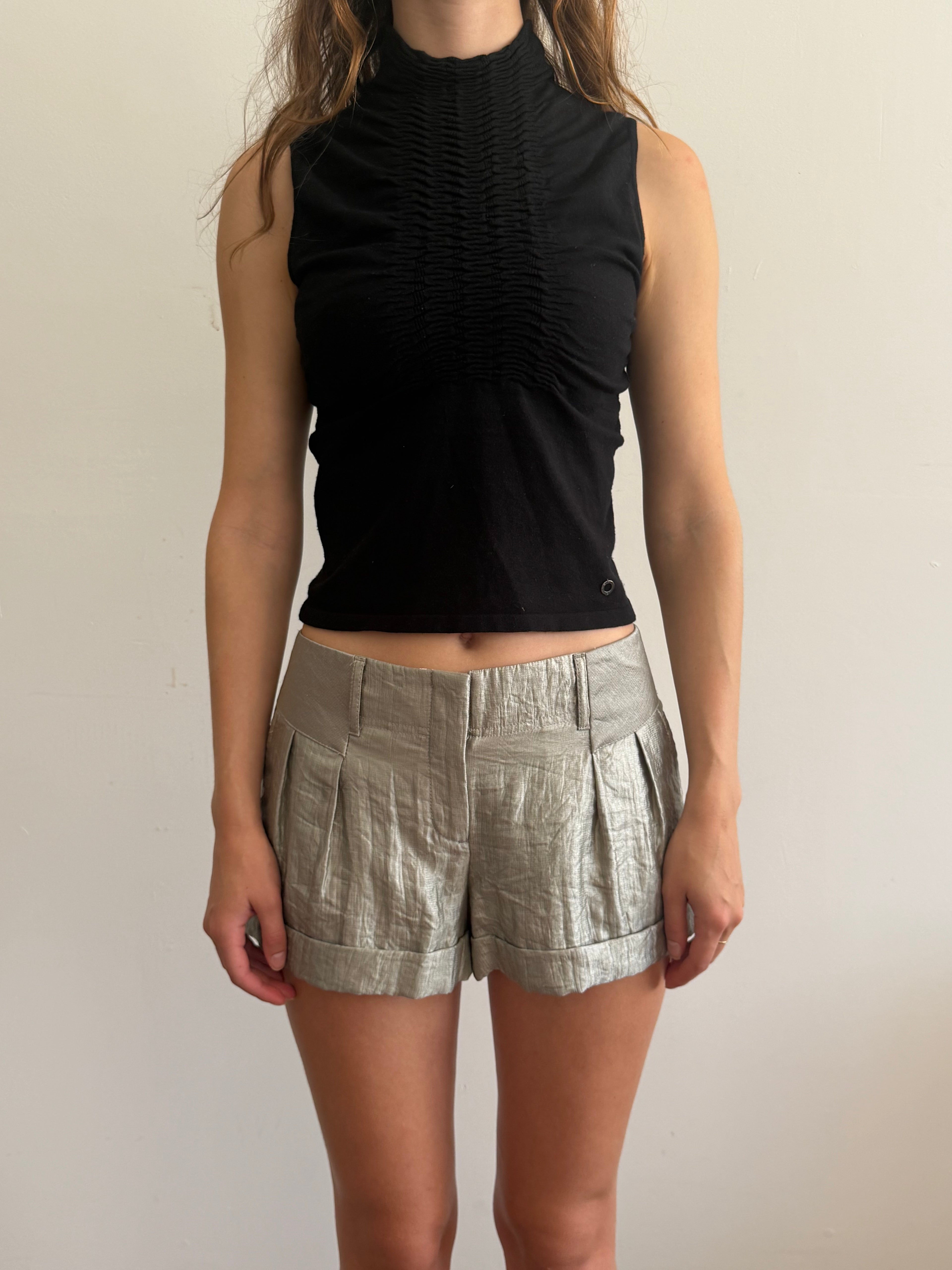 Shiny Silver Mini Shorts /