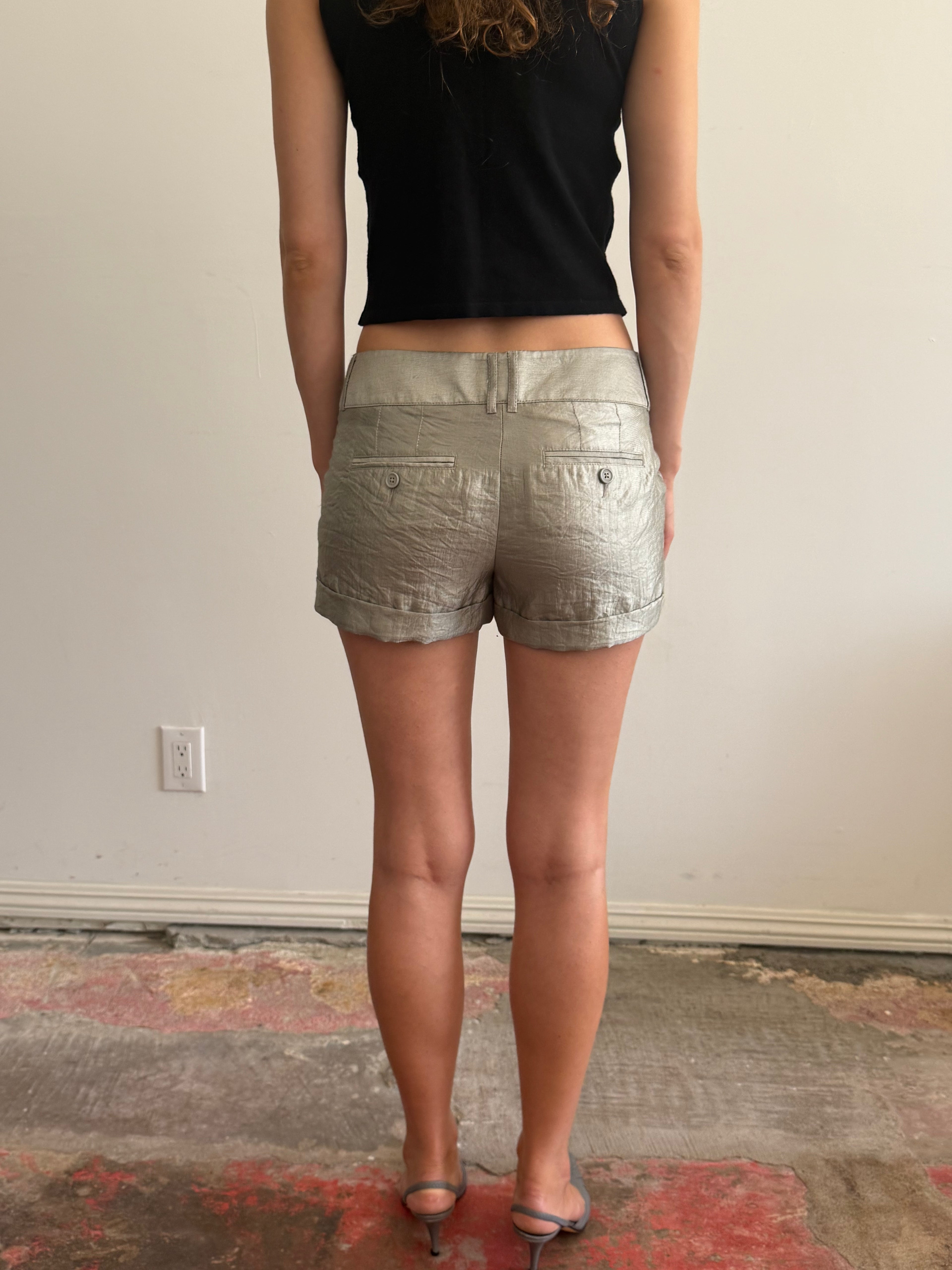 Shiny Silver Mini Shorts /
