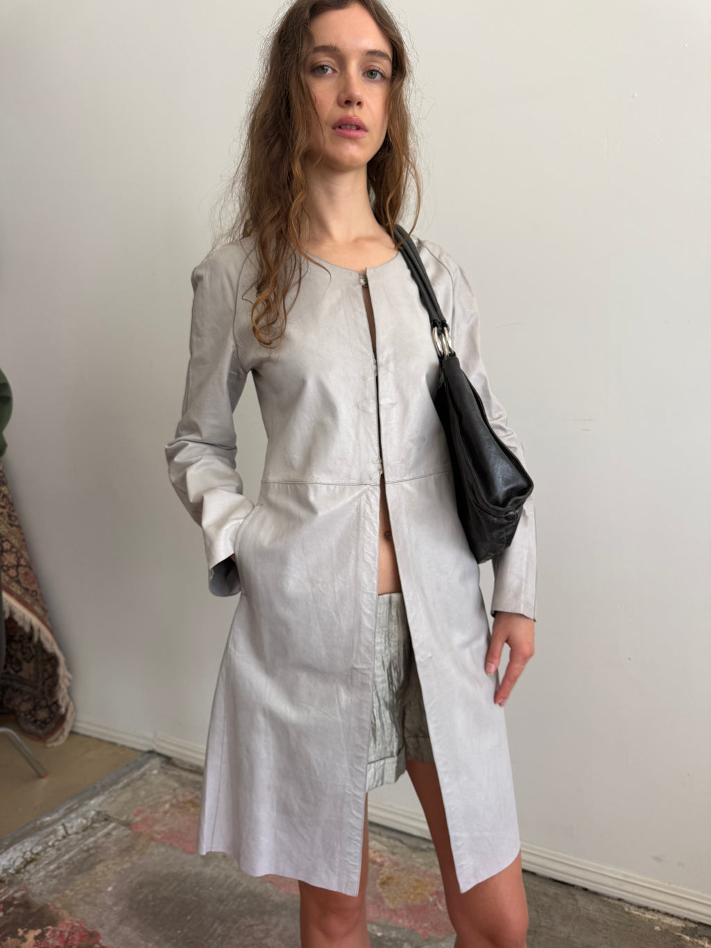 Vintage Giorgio Armani Leather Trench / S