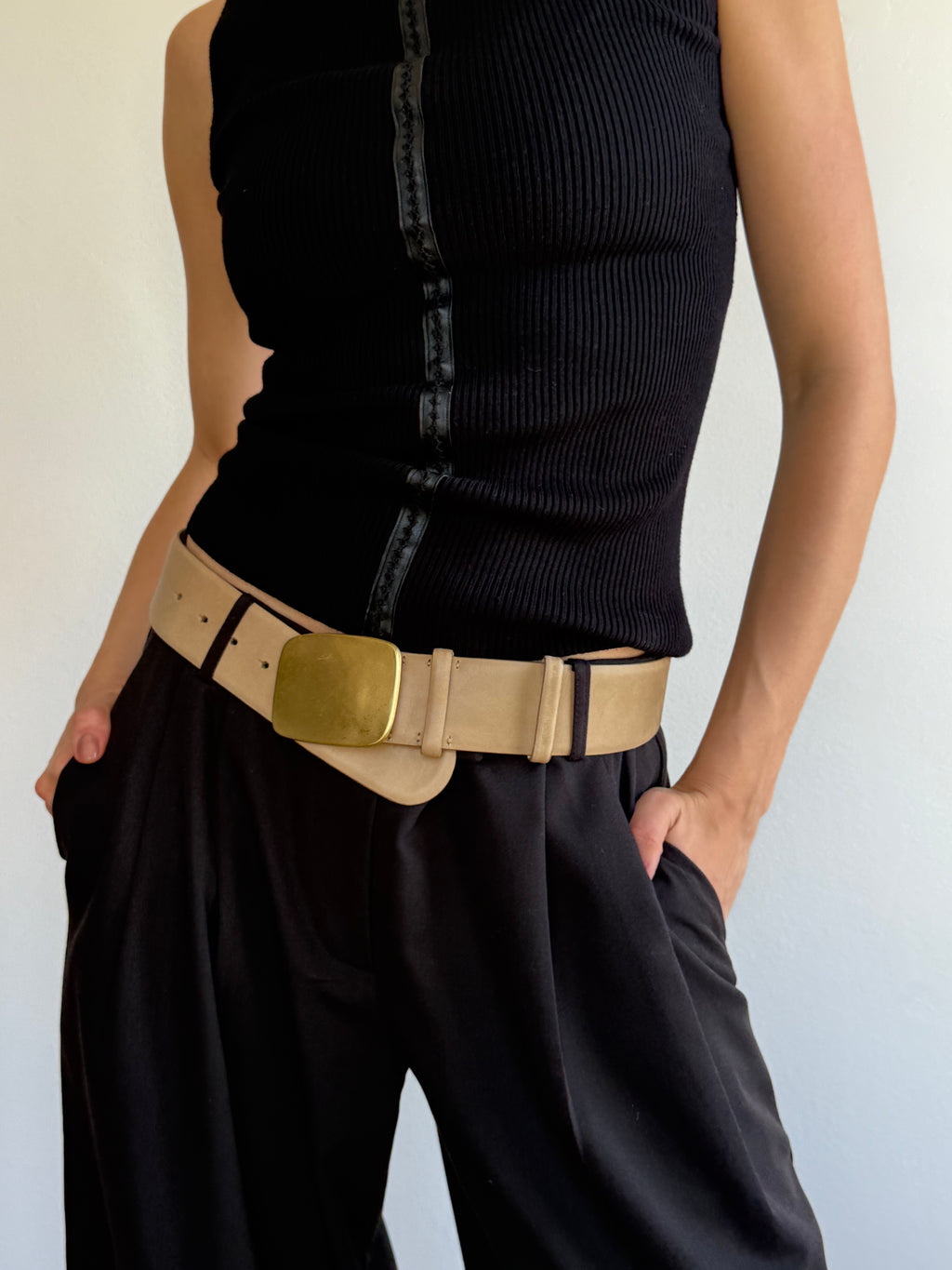 Donna Karan Gold Buckle Belt