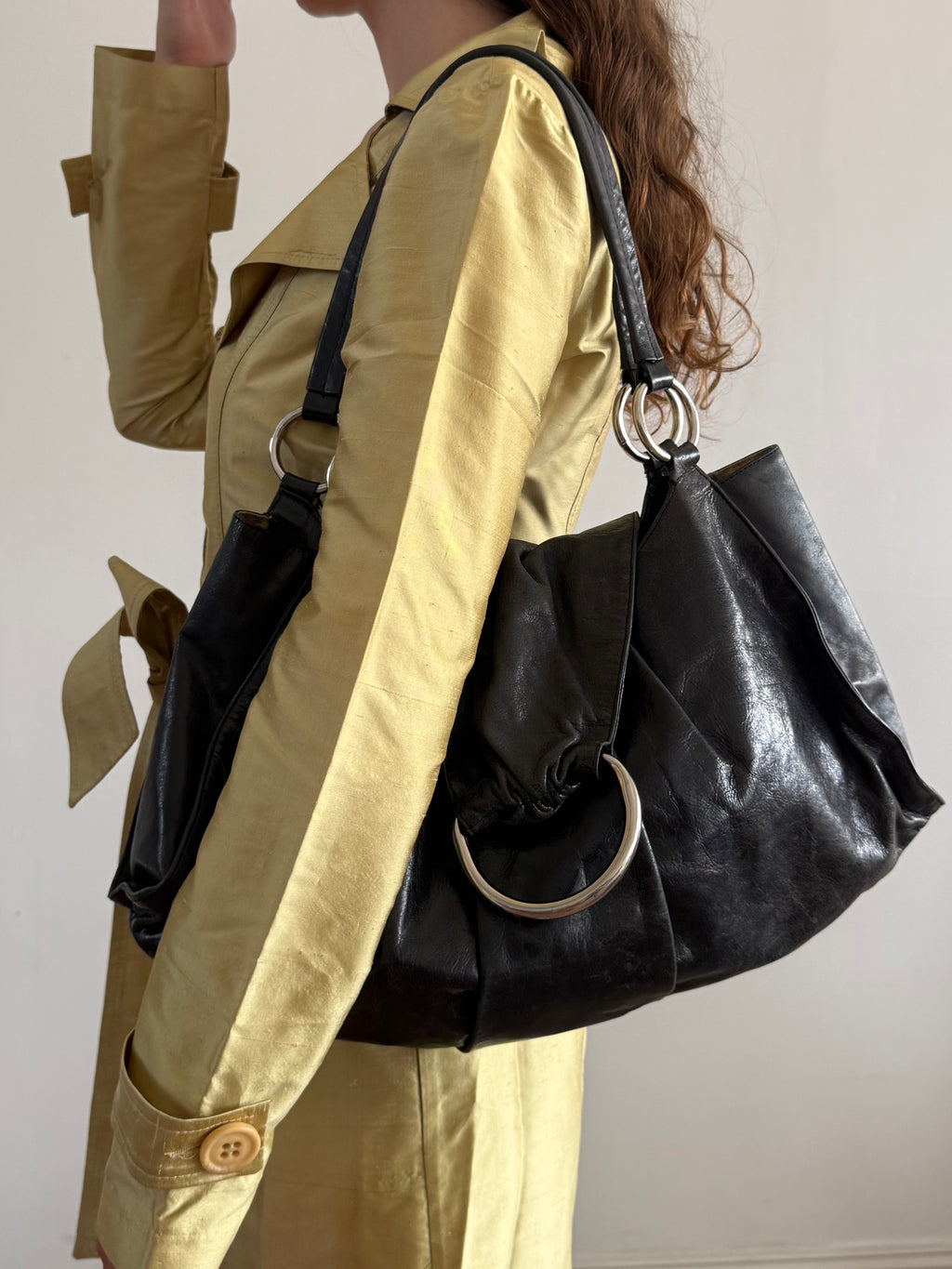 Silver Hardware Leather Hobo