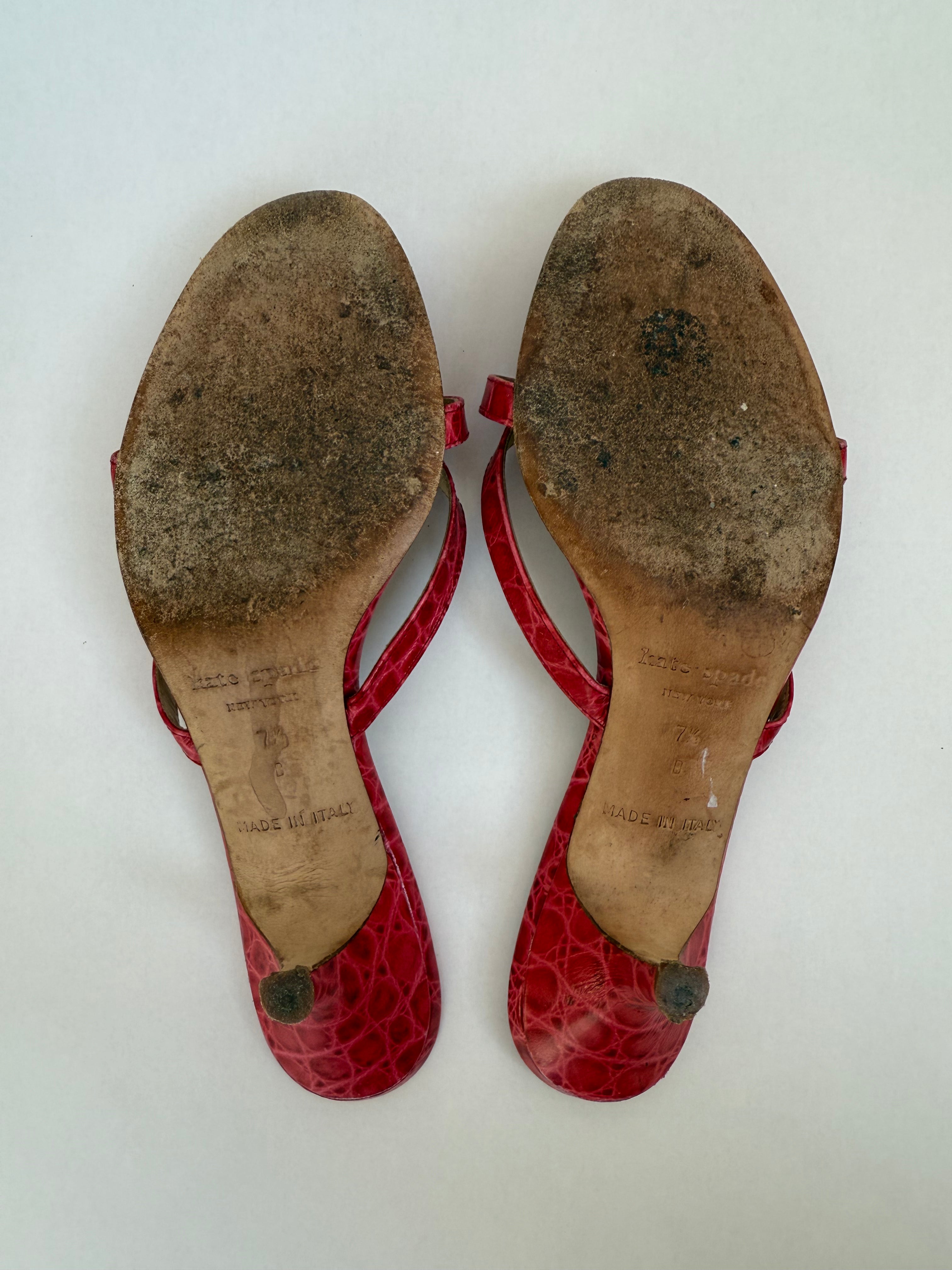 Vintage Croc Kitten Heels / 7.5