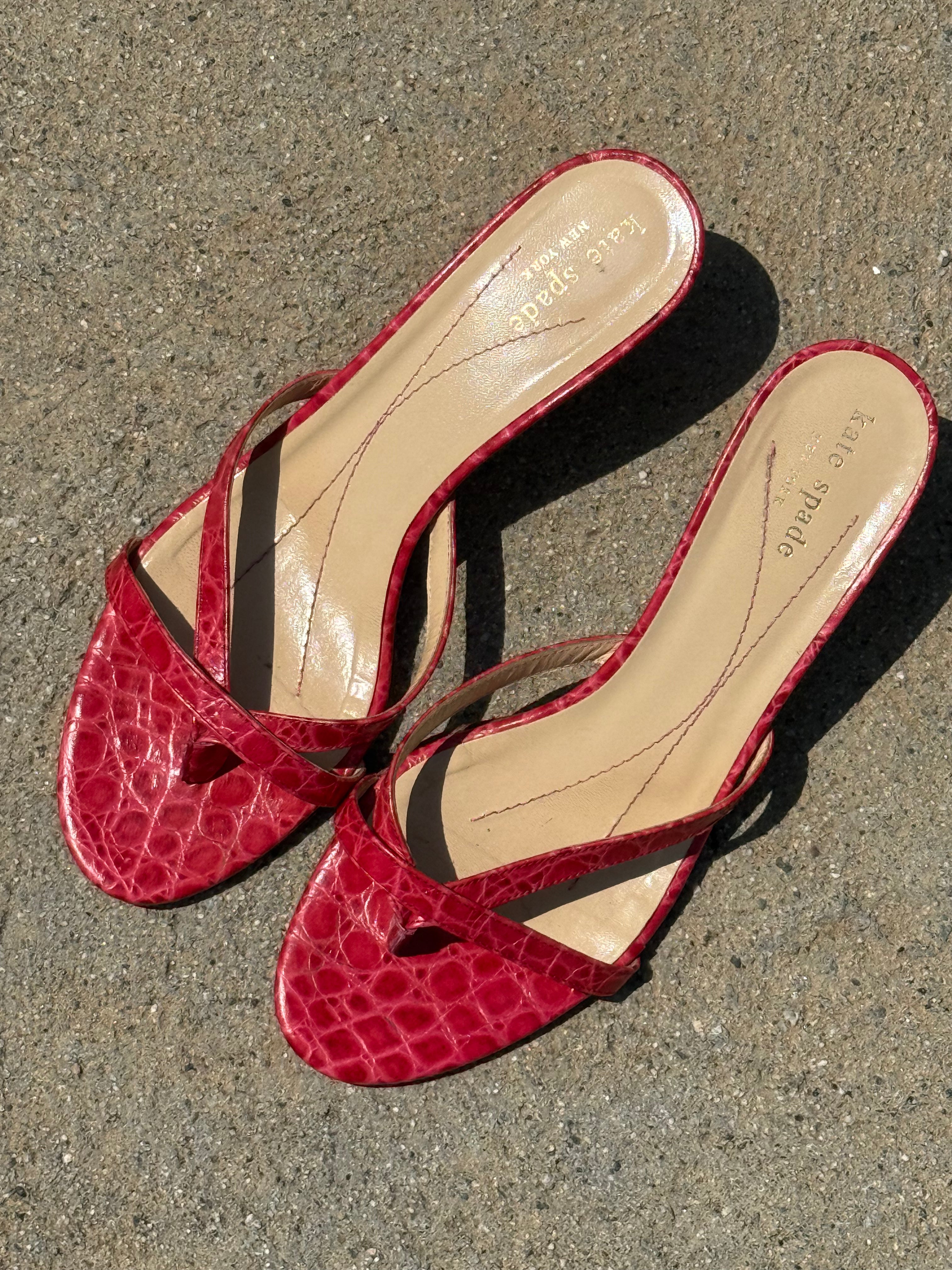 Vintage Croc Kitten Heels / 7.5