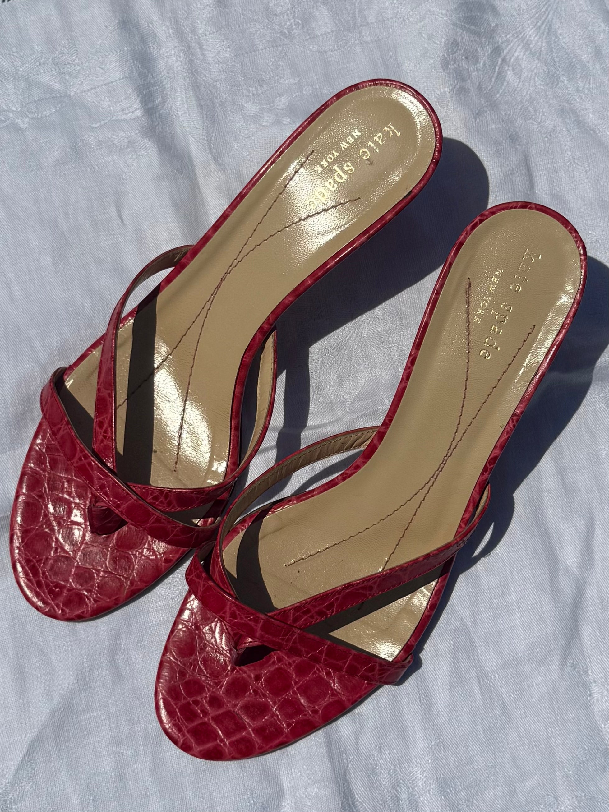 Vintage Croc Kitten Heels / 7.5