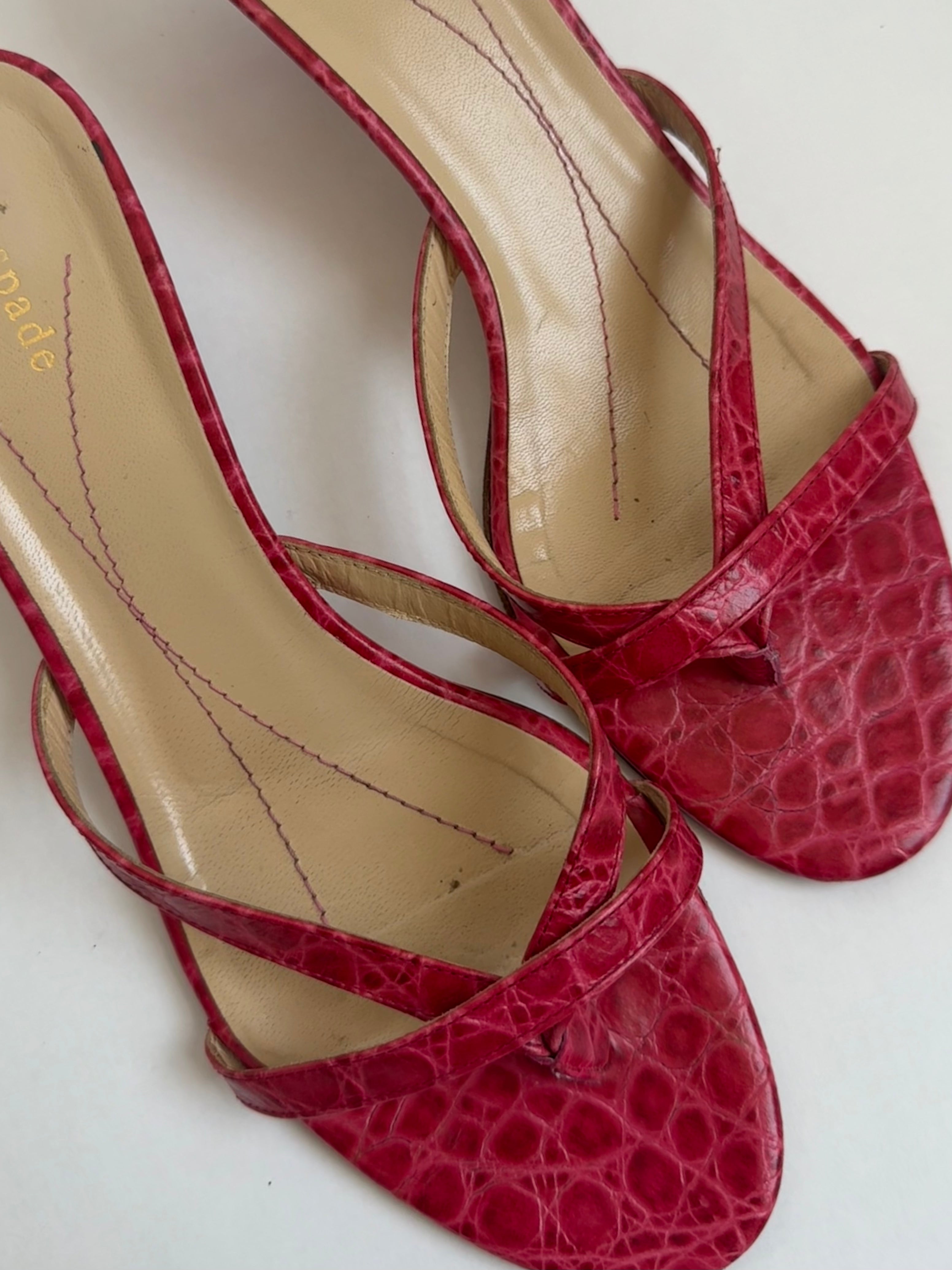 Vintage Croc Kitten Heels / 7.5
