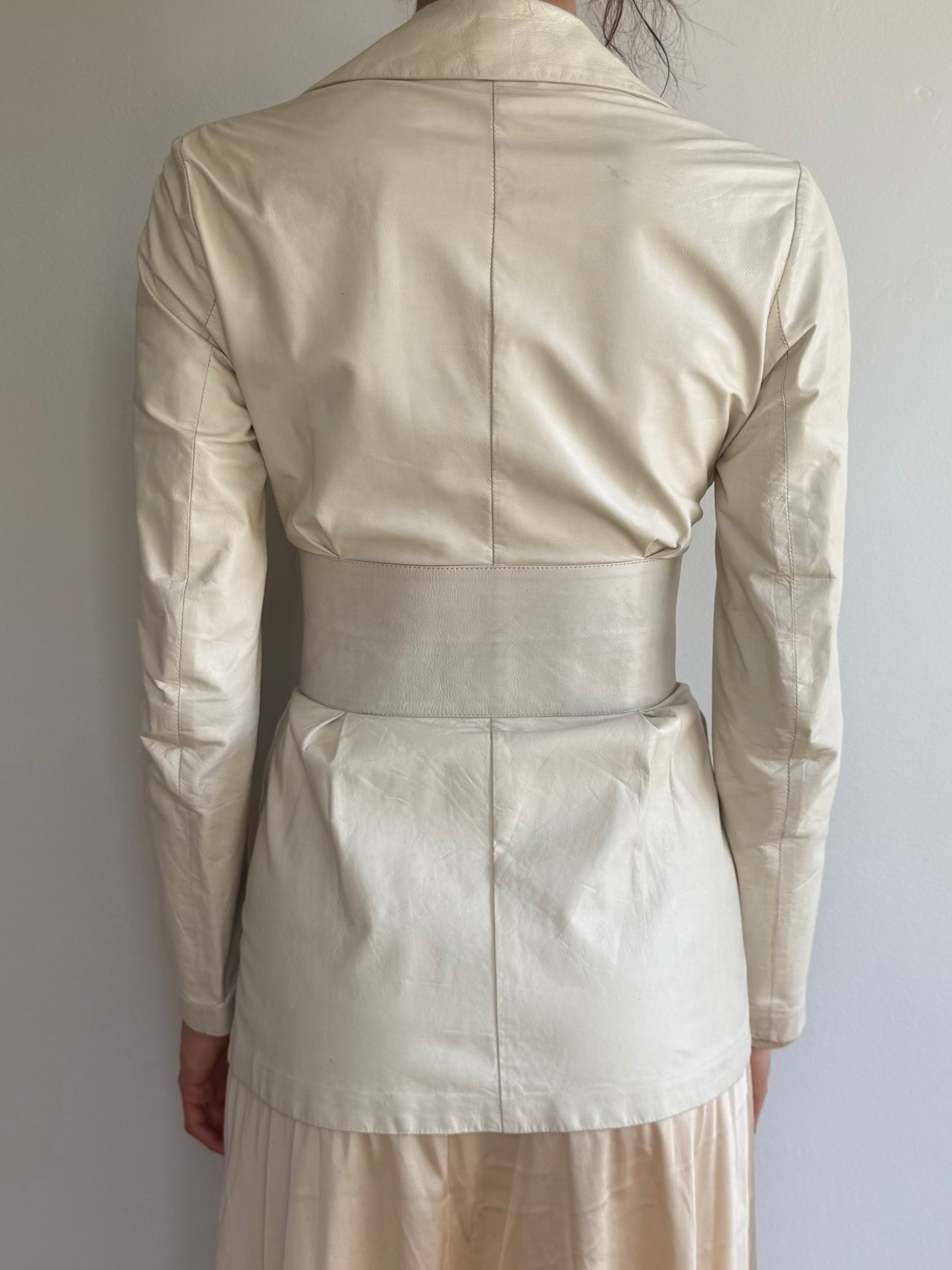 Bruno Magli Leather Tie Jacket / S