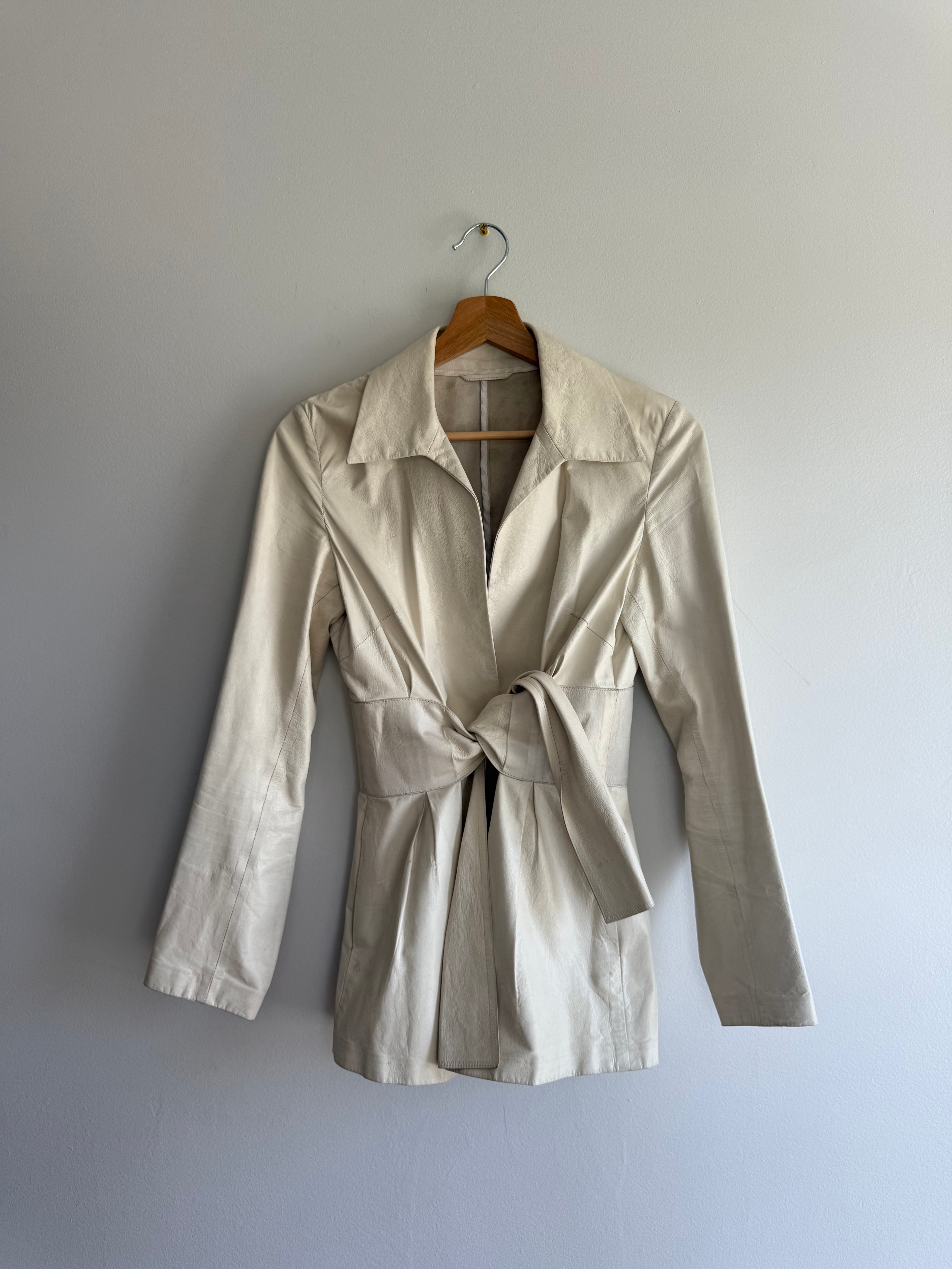 Bruno Magli Leather Tie Jacket / S