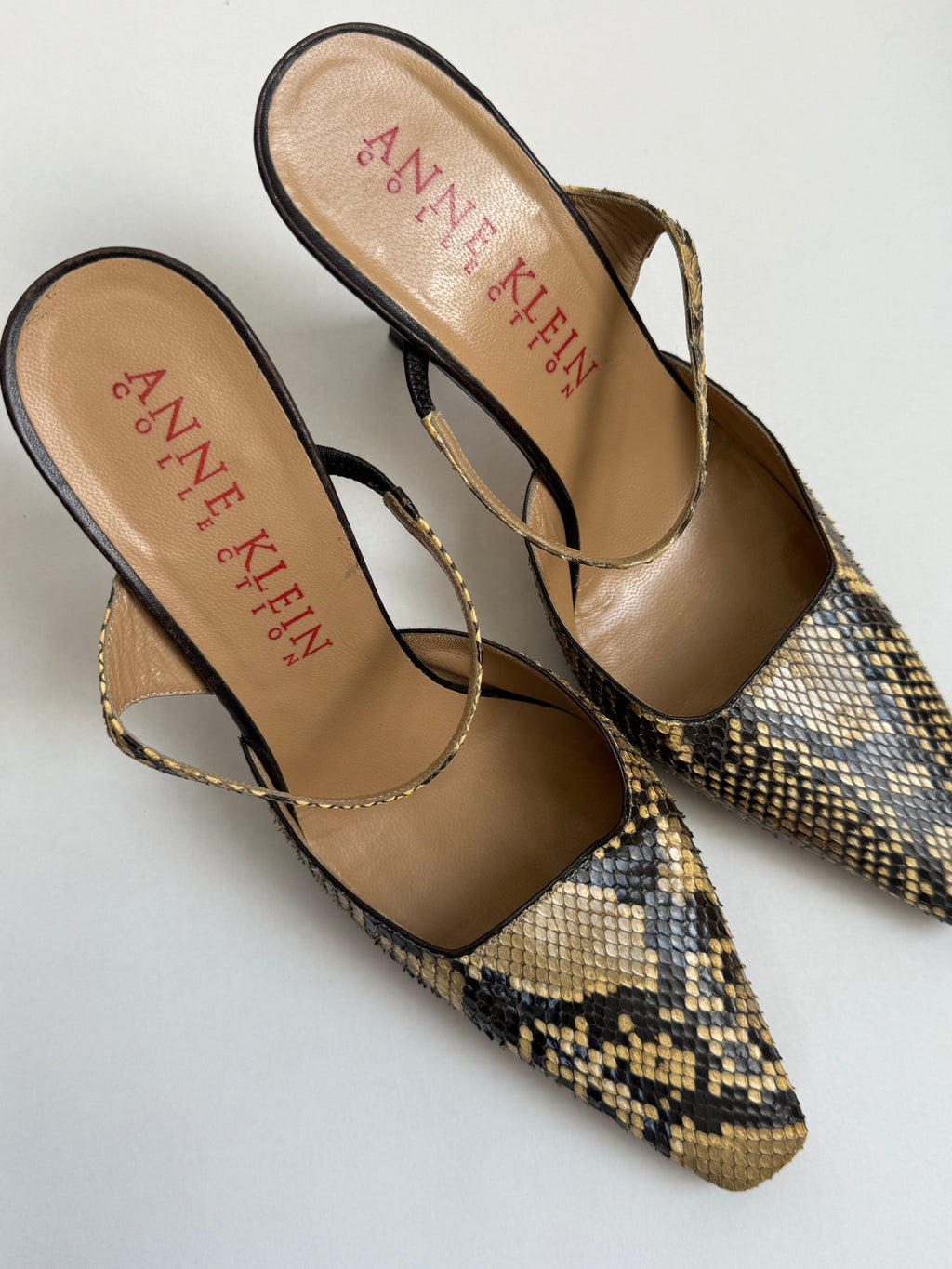 Anne Klein Snake Skin Mules / US 9
