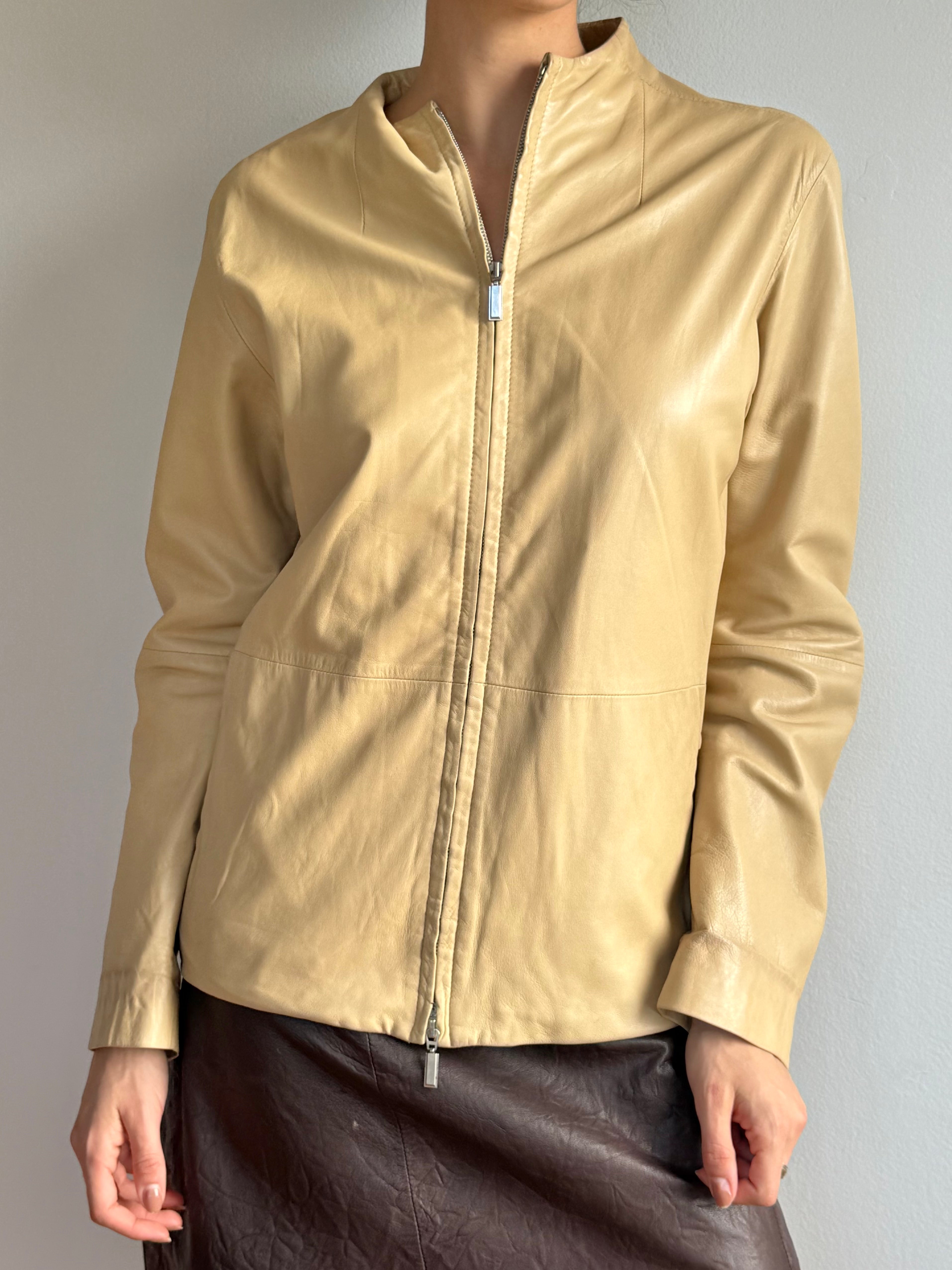 Donna Karan Collarless Lambskin Jacket / 6