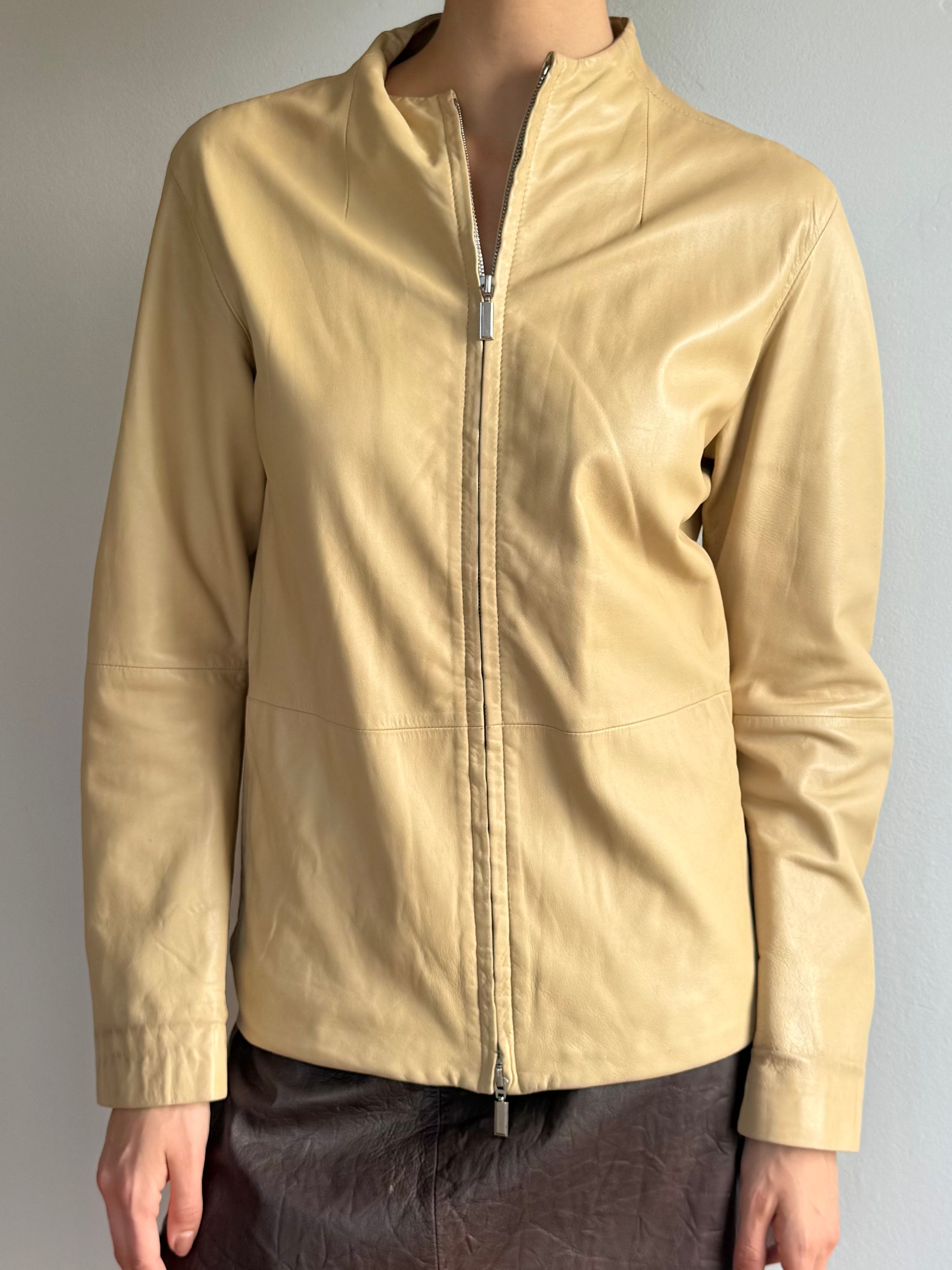 Donna Karan Collarless Lambskin Jacket / 6