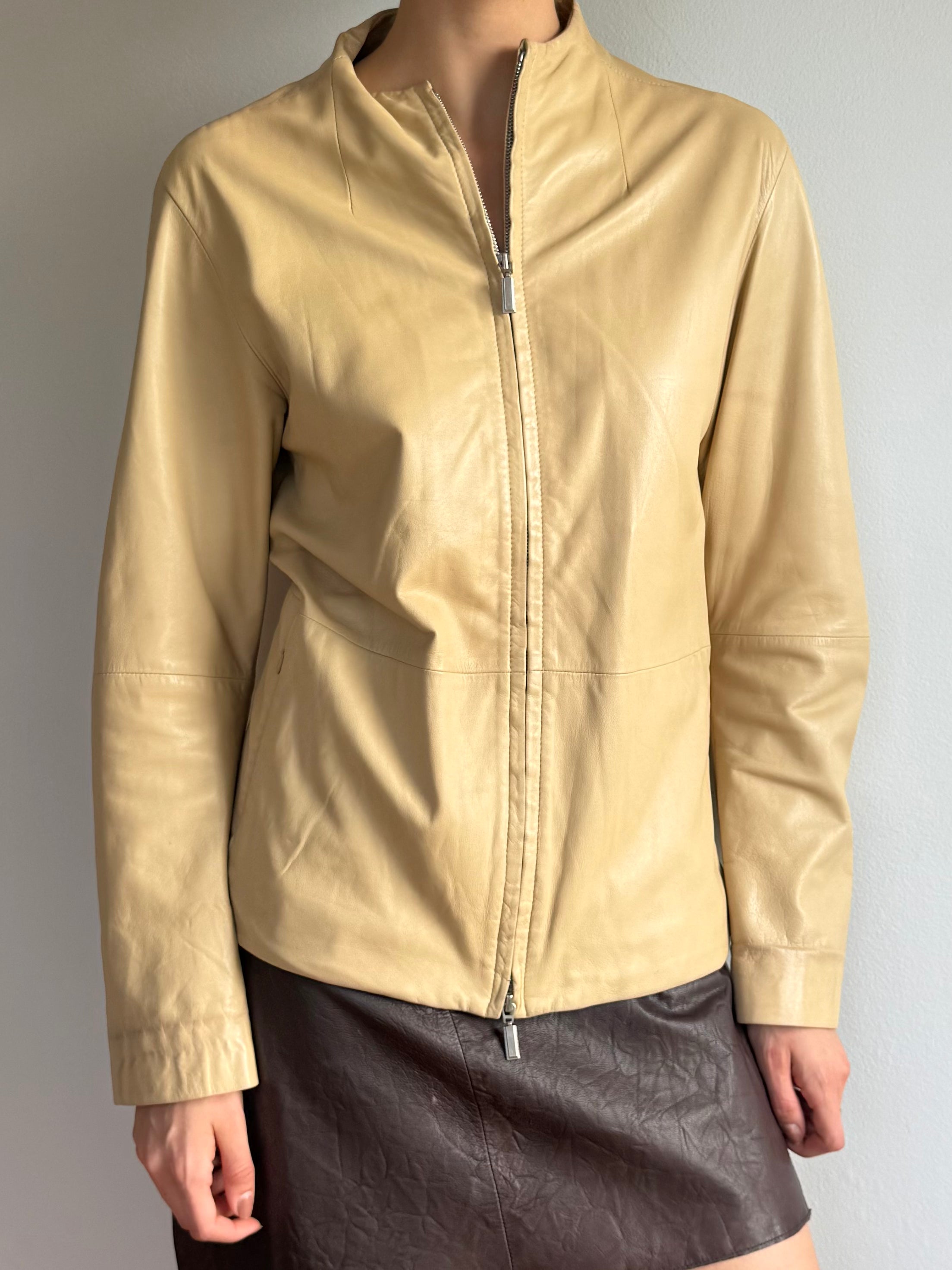 Donna Karan Collarless Lambskin Jacket / 6