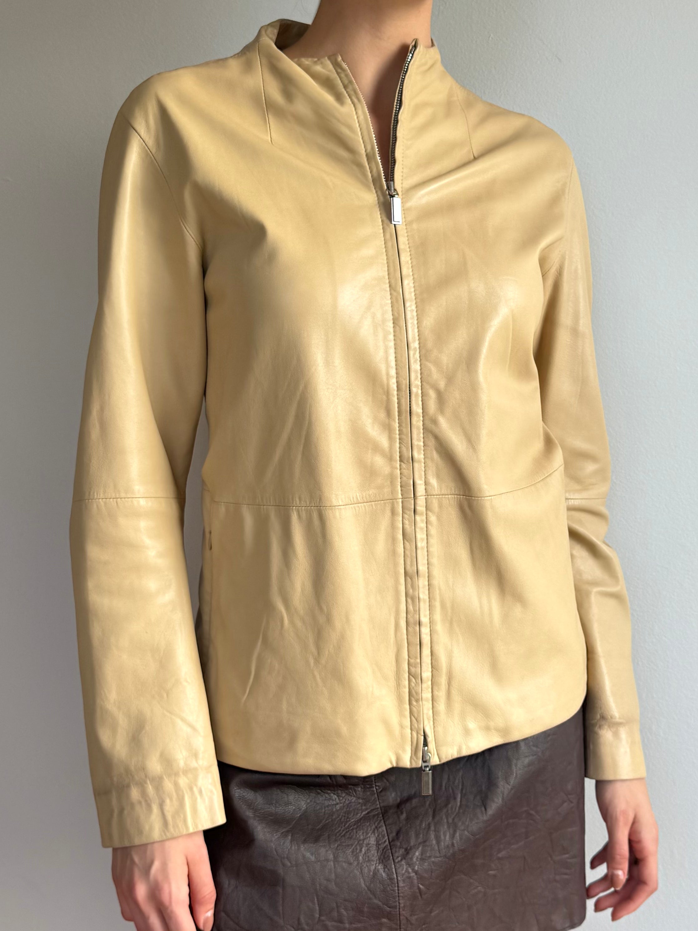 Donna Karan Collarless Lambskin Jacket / 6