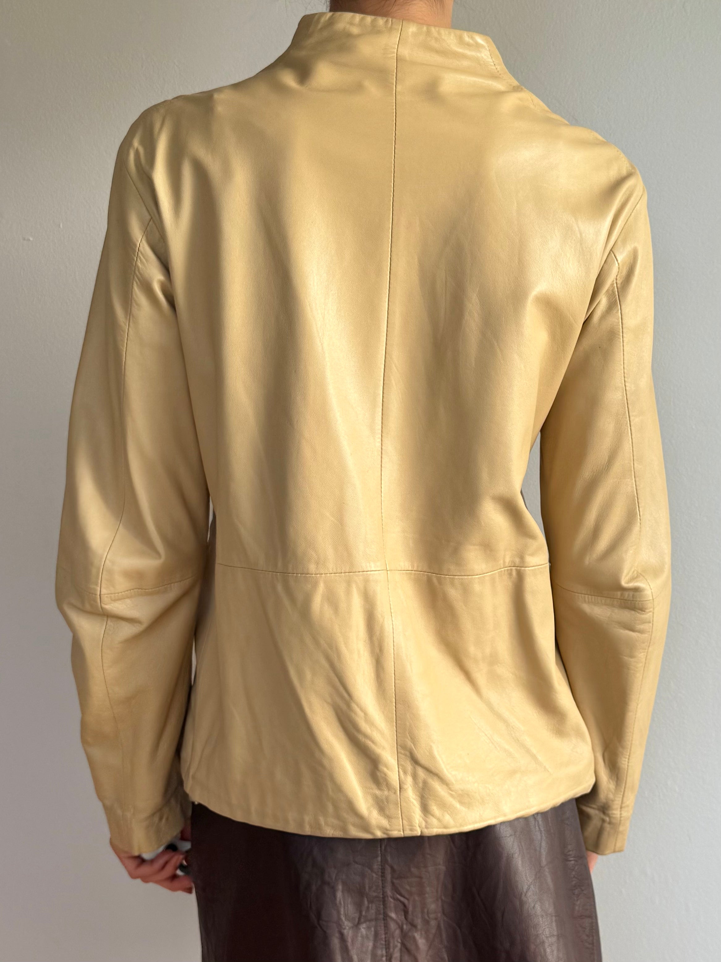 Donna Karan Collarless Lambskin Jacket / 6