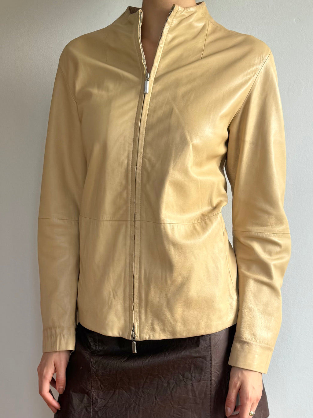 Donna Karan Collarless Lambskin Jacket / 6