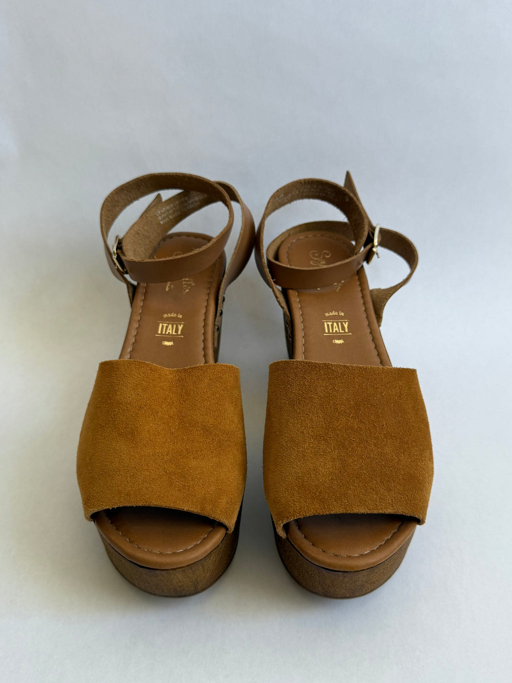 Preloved Tan Suede Platform Wedges / US 9