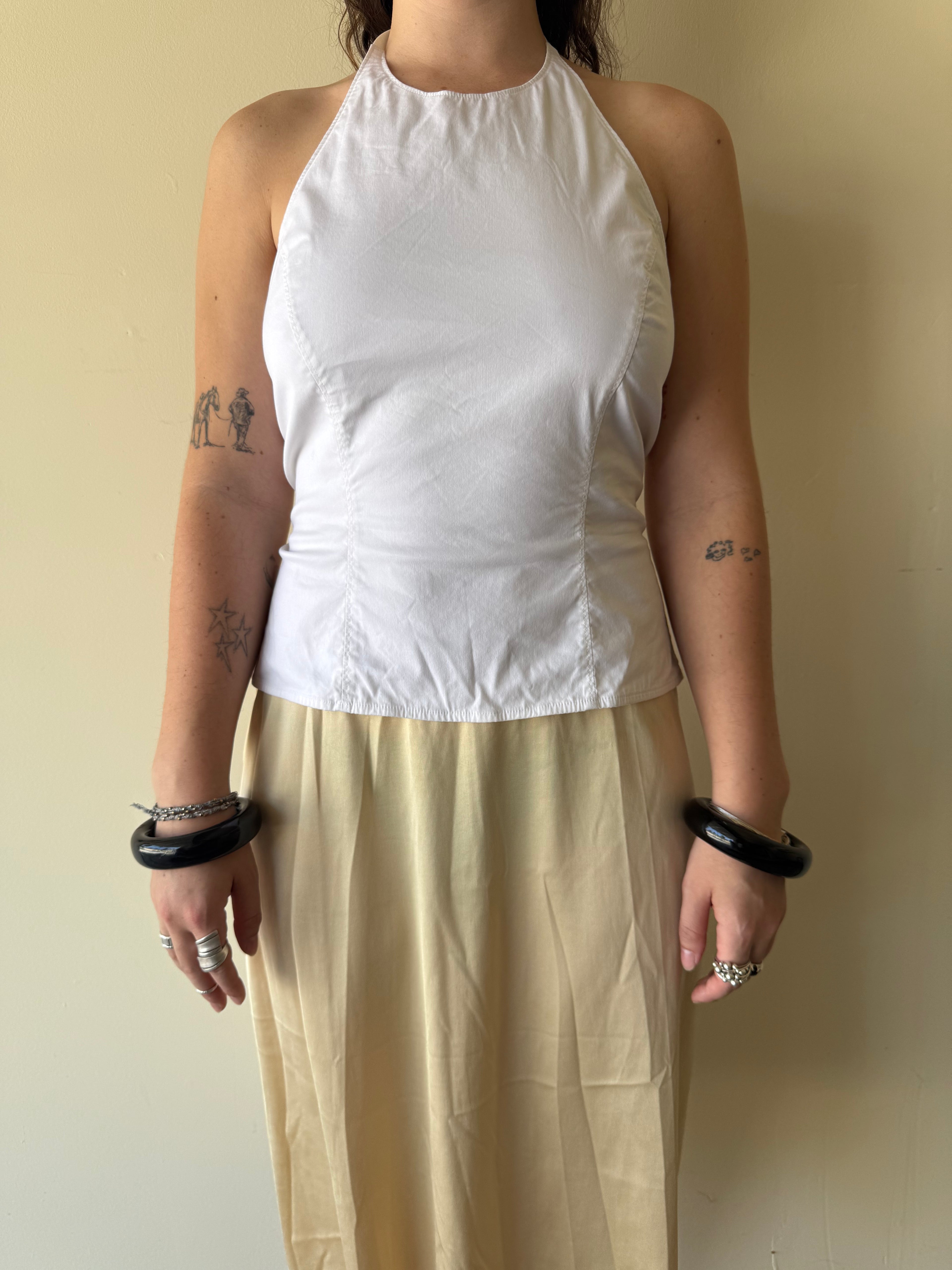 White Open Back Halter / 12