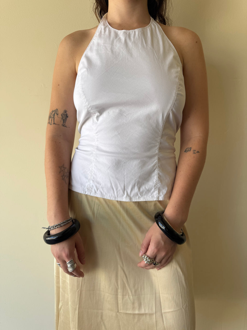 White Open Back Halter / 12