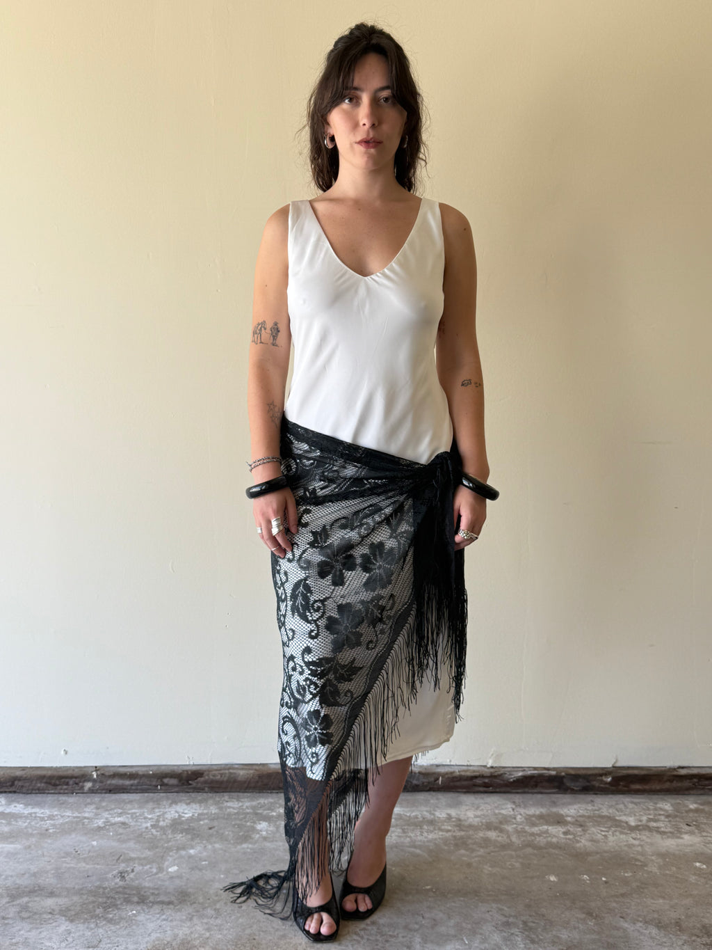 Black Fringe Lace Shawl
