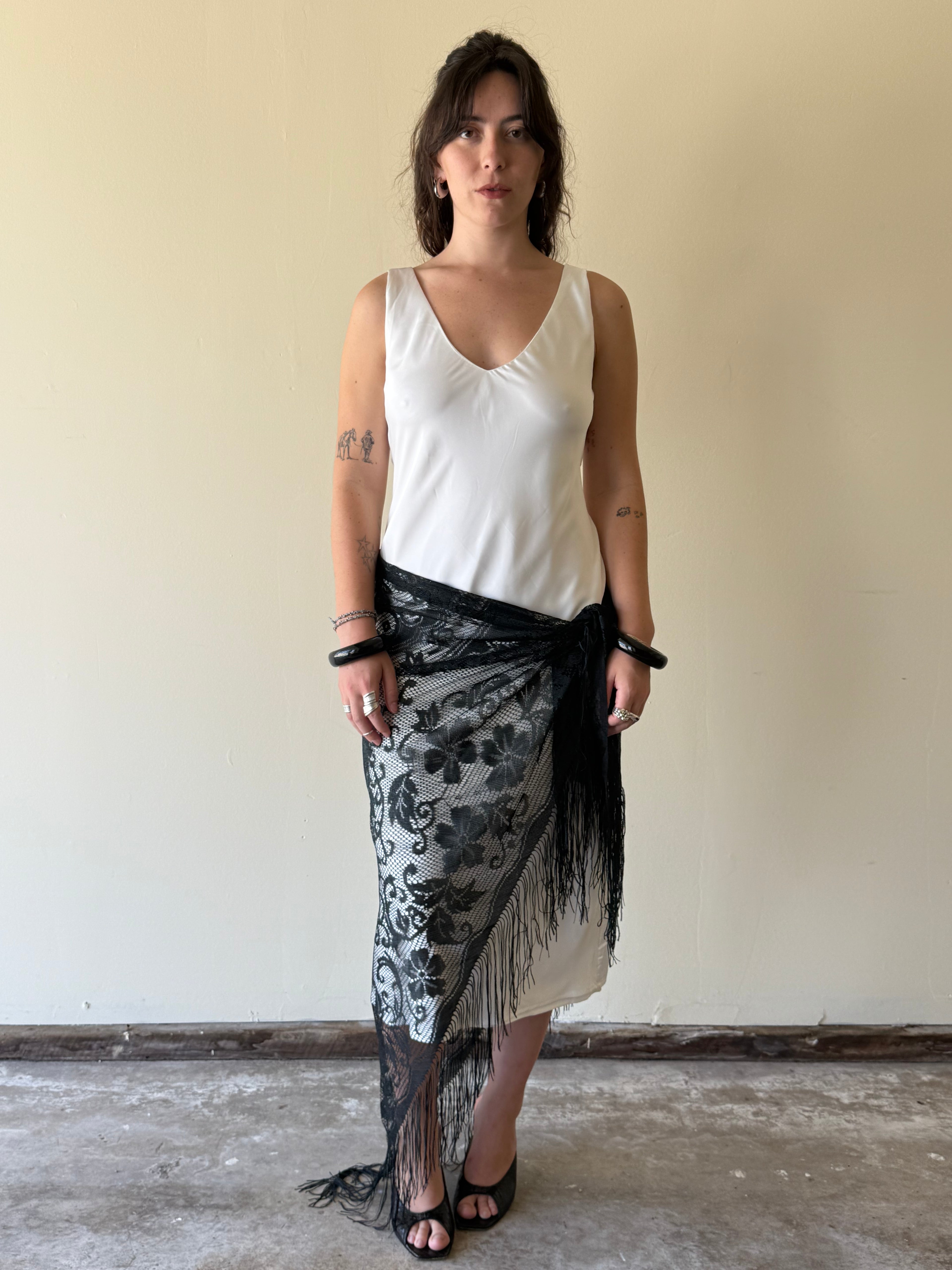Black Fringe Lace Shawl