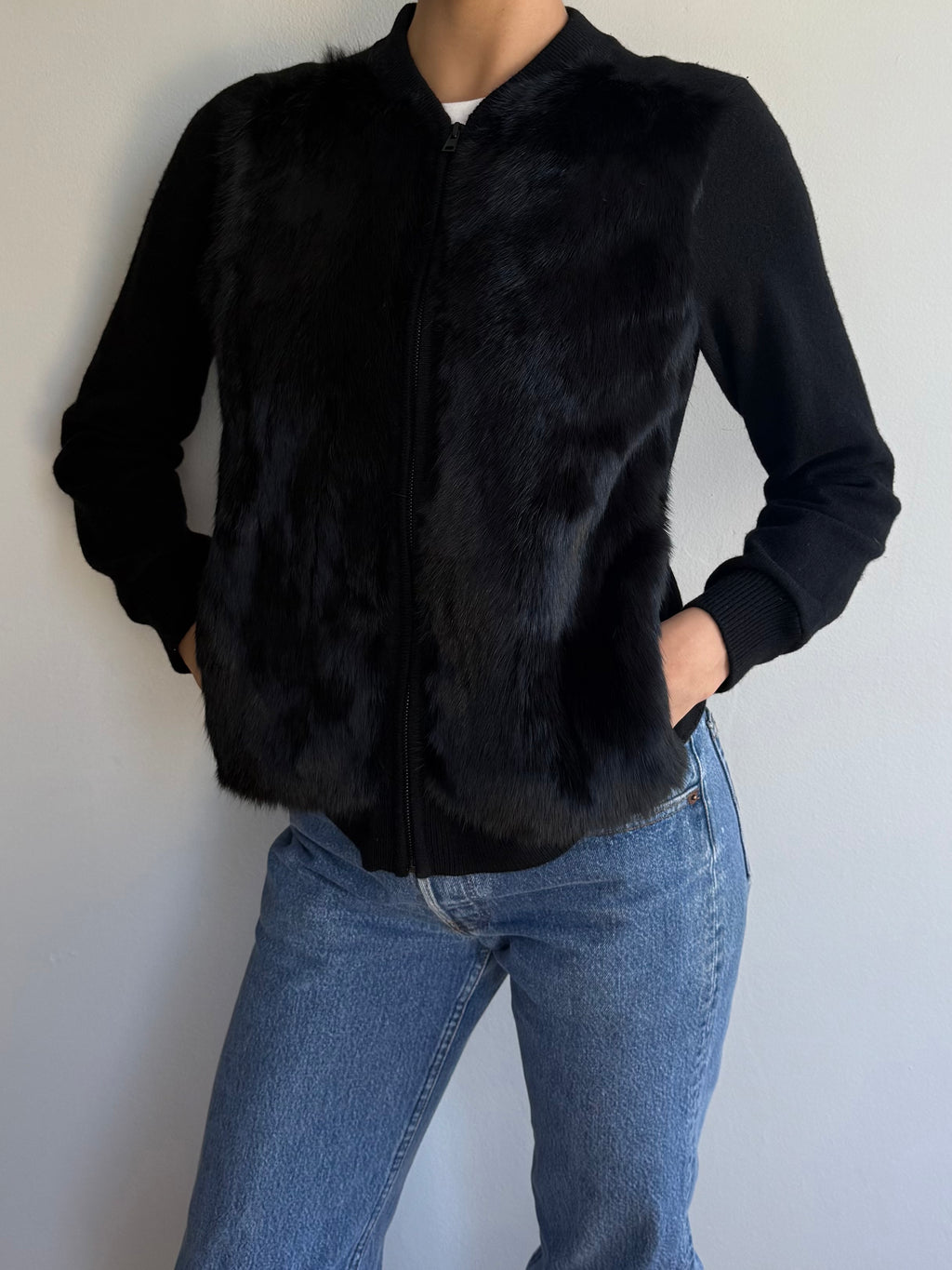 Vince Rabbit Fur Cardigan