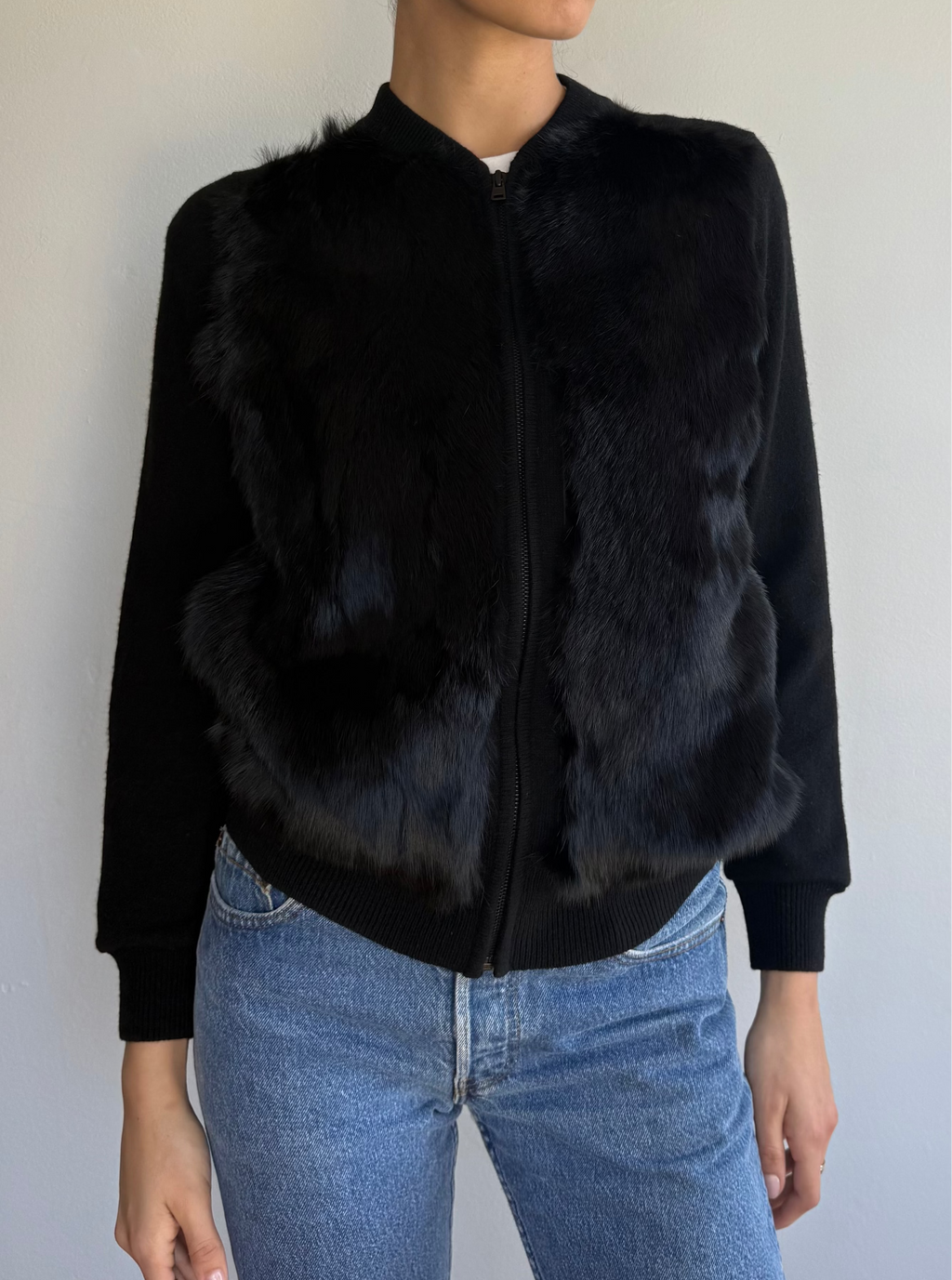 Vince Rabbit Fur Cardigan