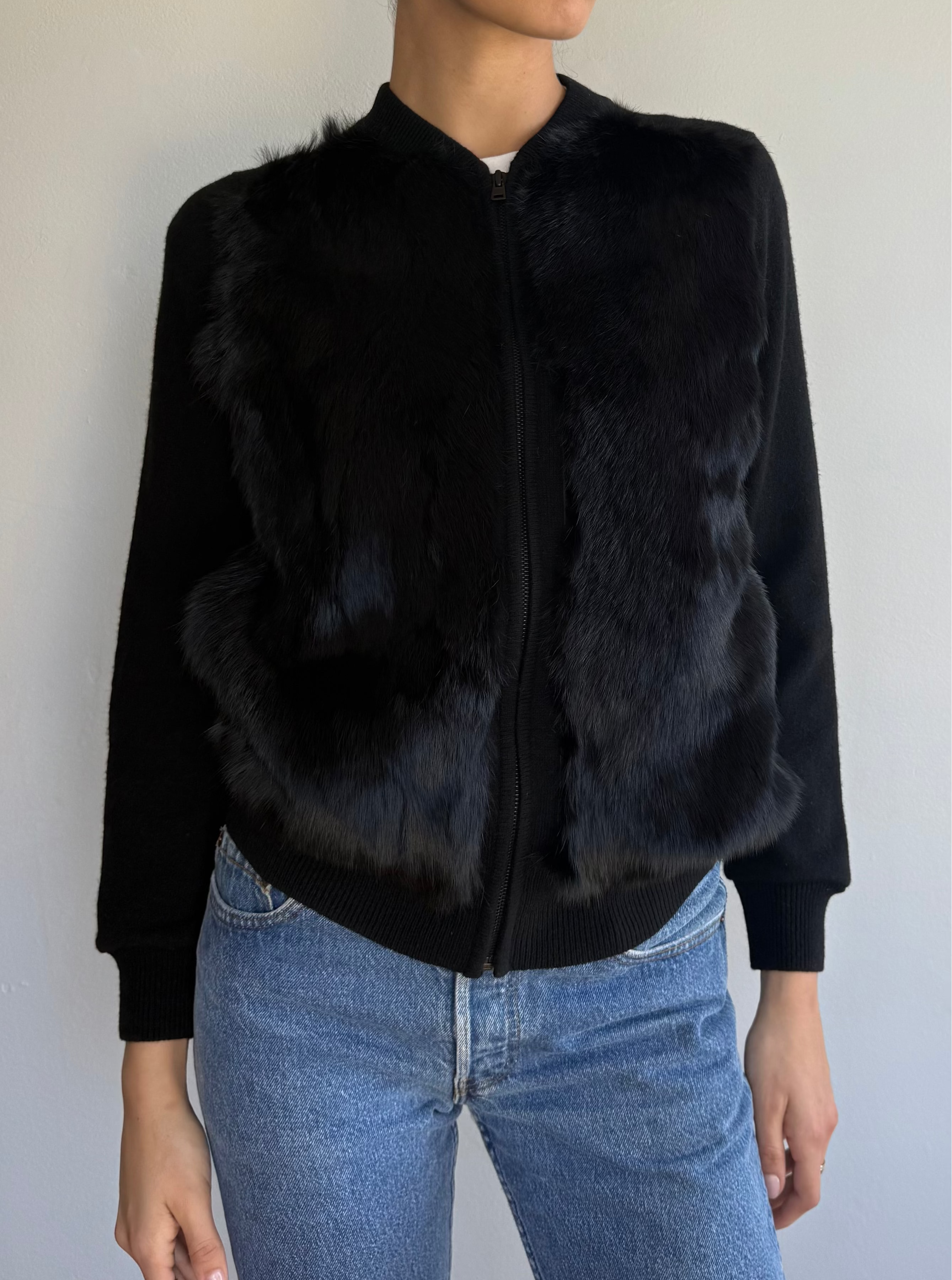 Vince Rabbit Fur Cardigan