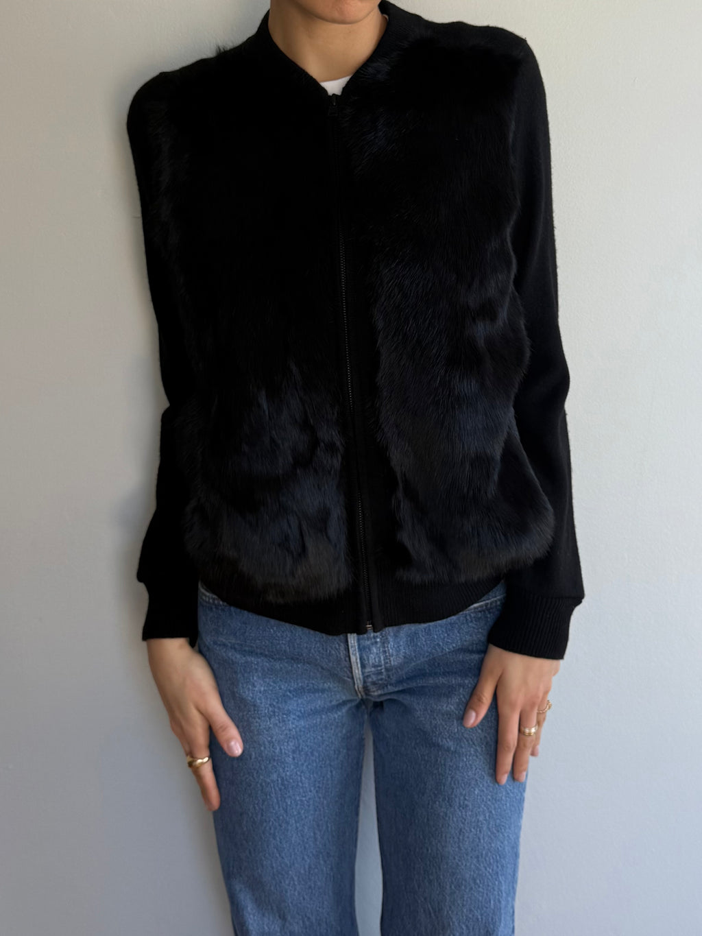 Vince Rabbit Fur Cardigan