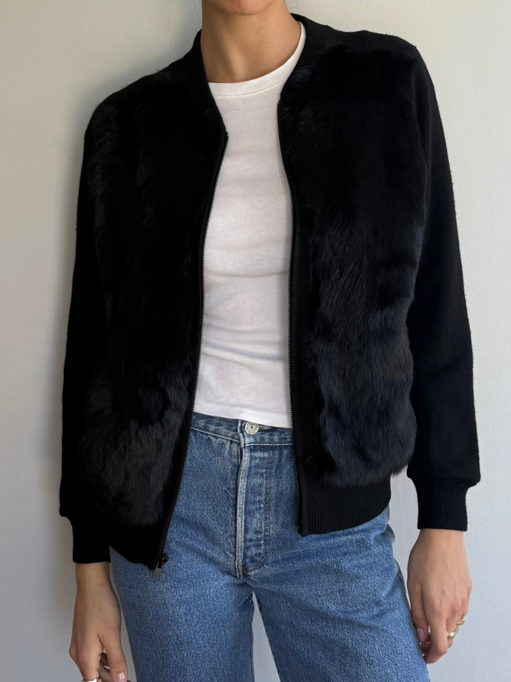 Vince Rabbit Fur Cardigan