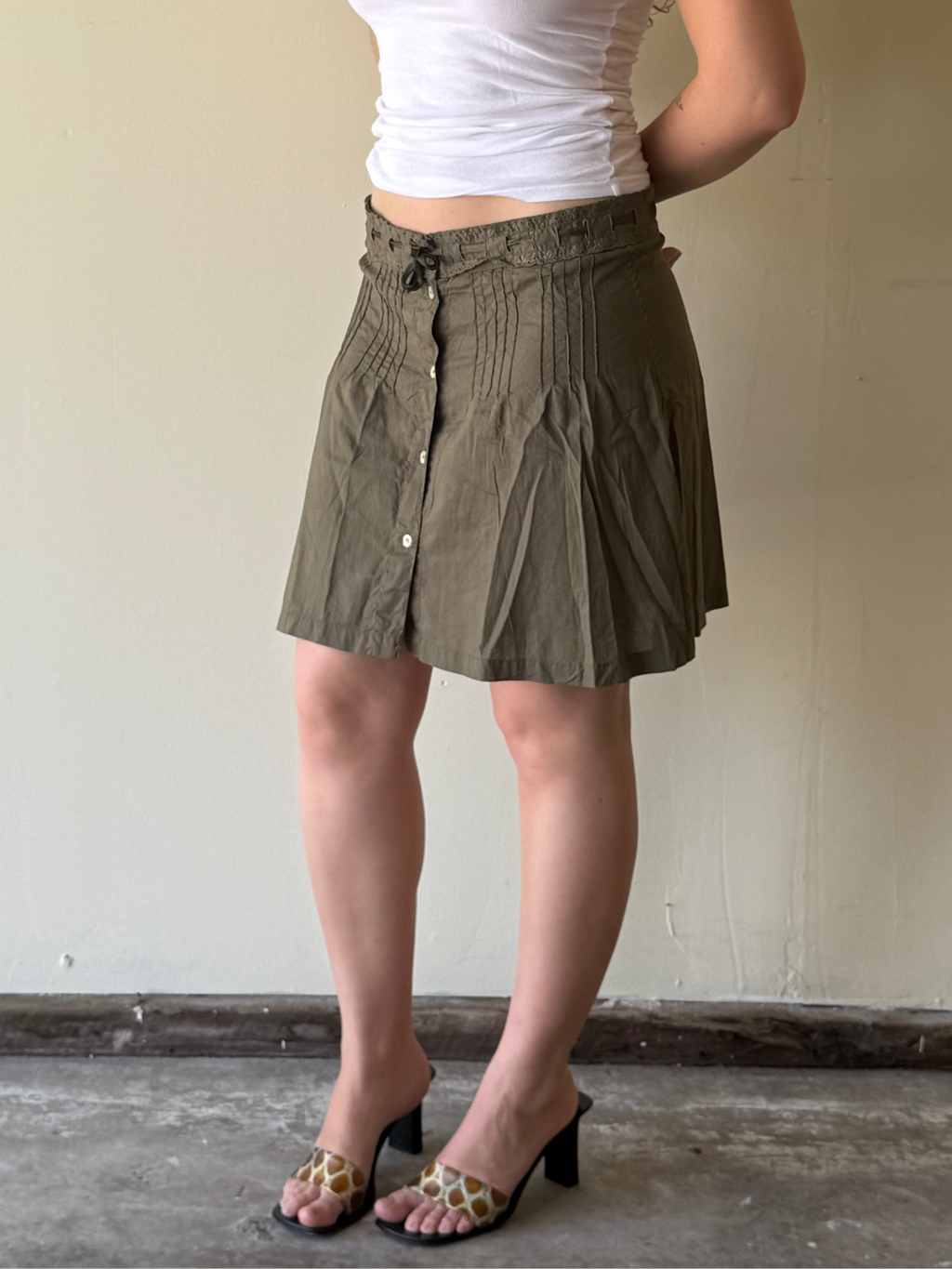 Green Tie-Waist Skirt