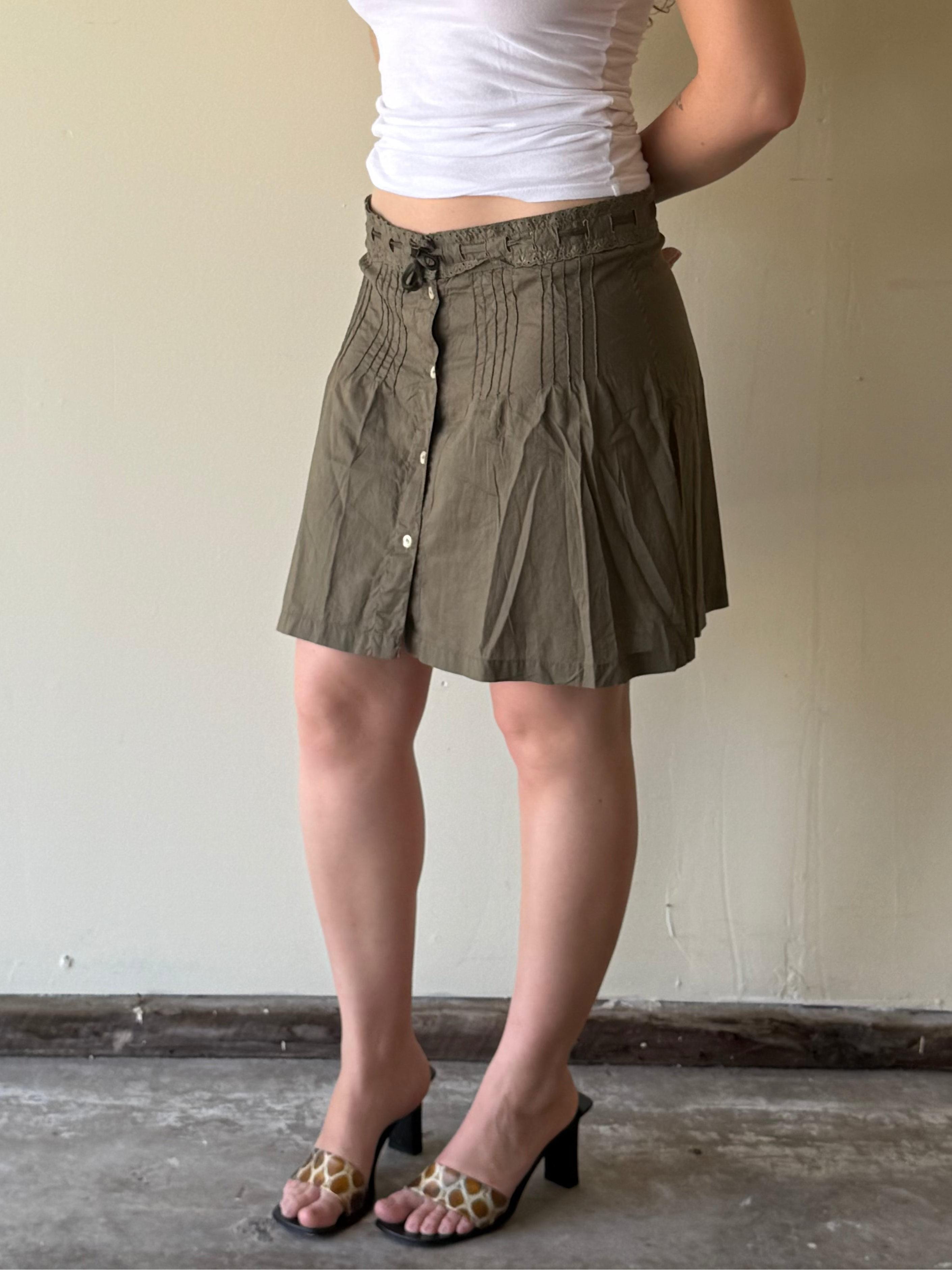 Green Tie-Waist Skirt
