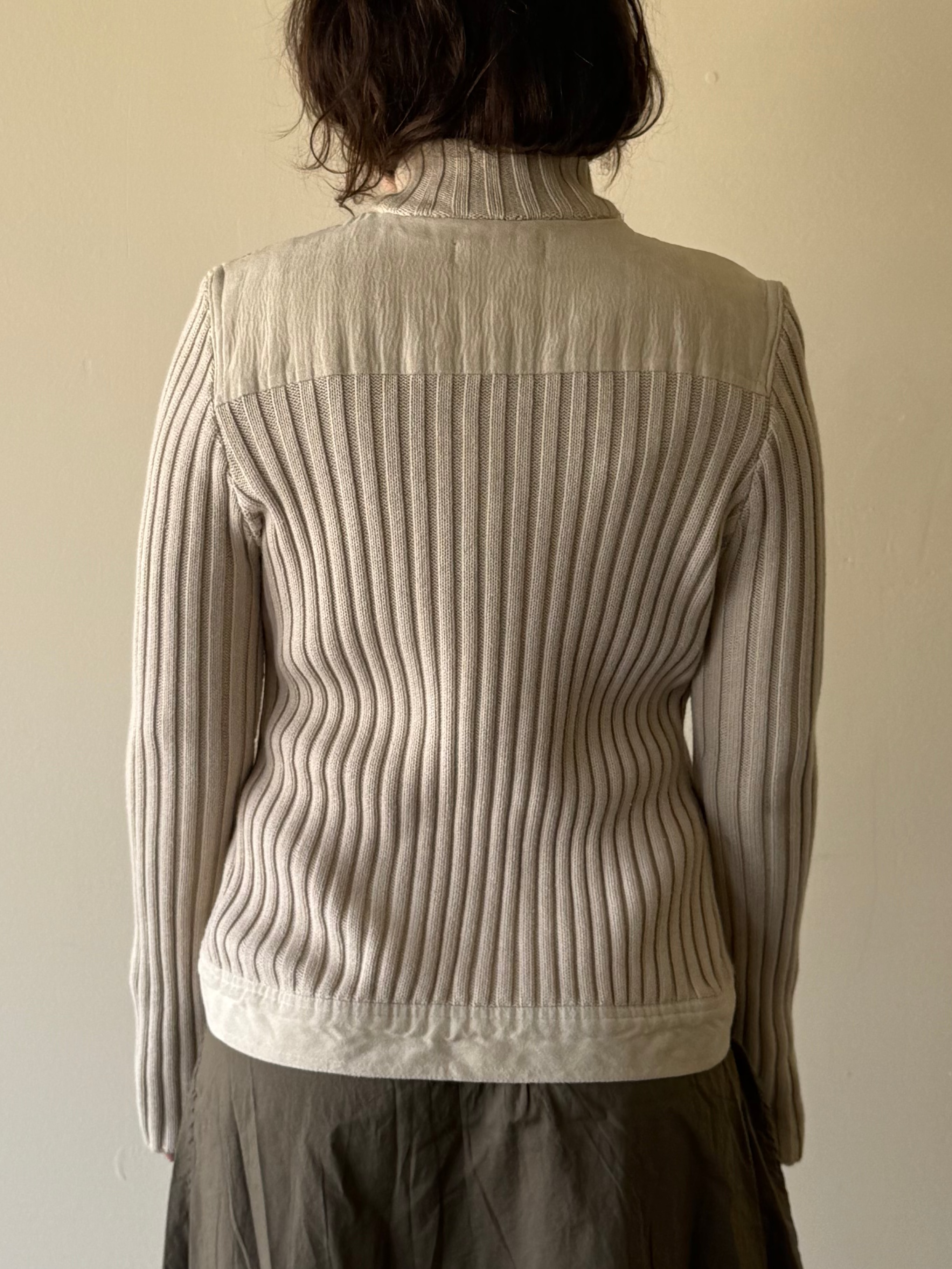 Ribbed Zip-Up Cardigan / M