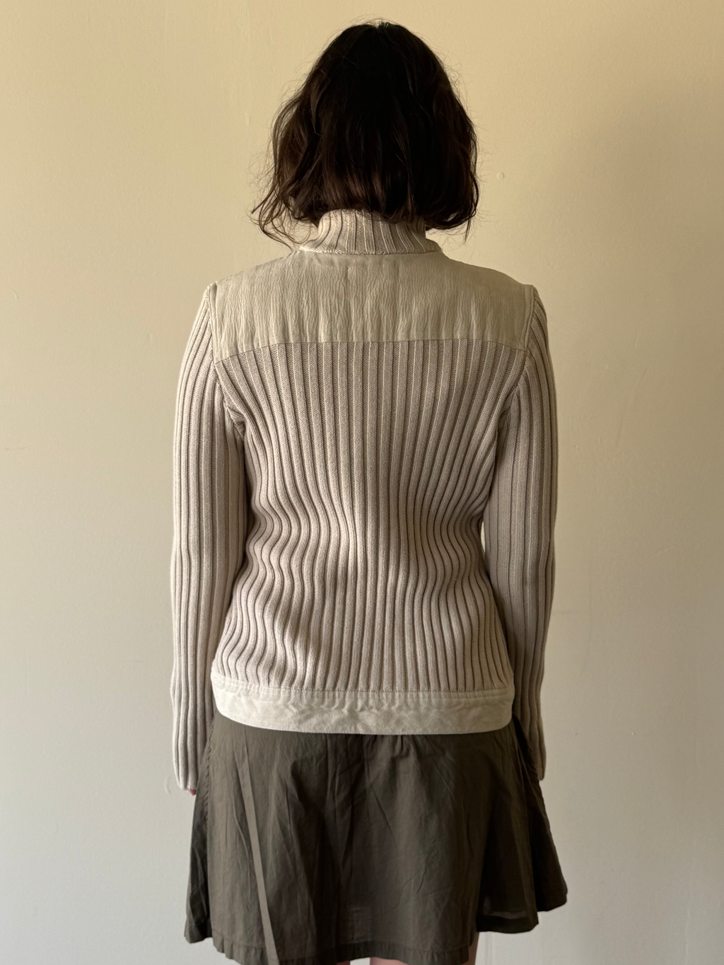 Ribbed Zip-Up Cardigan / M