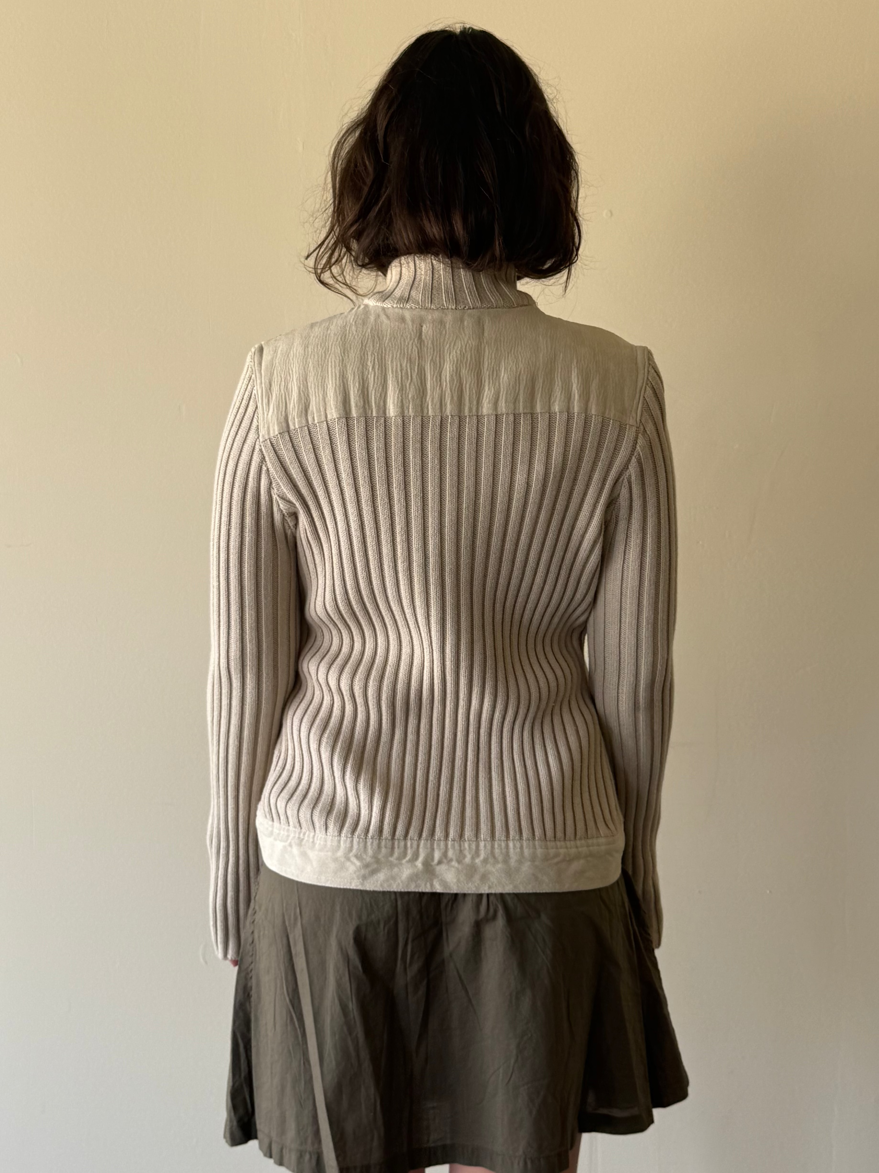 Ribbed Zip-Up Cardigan / M