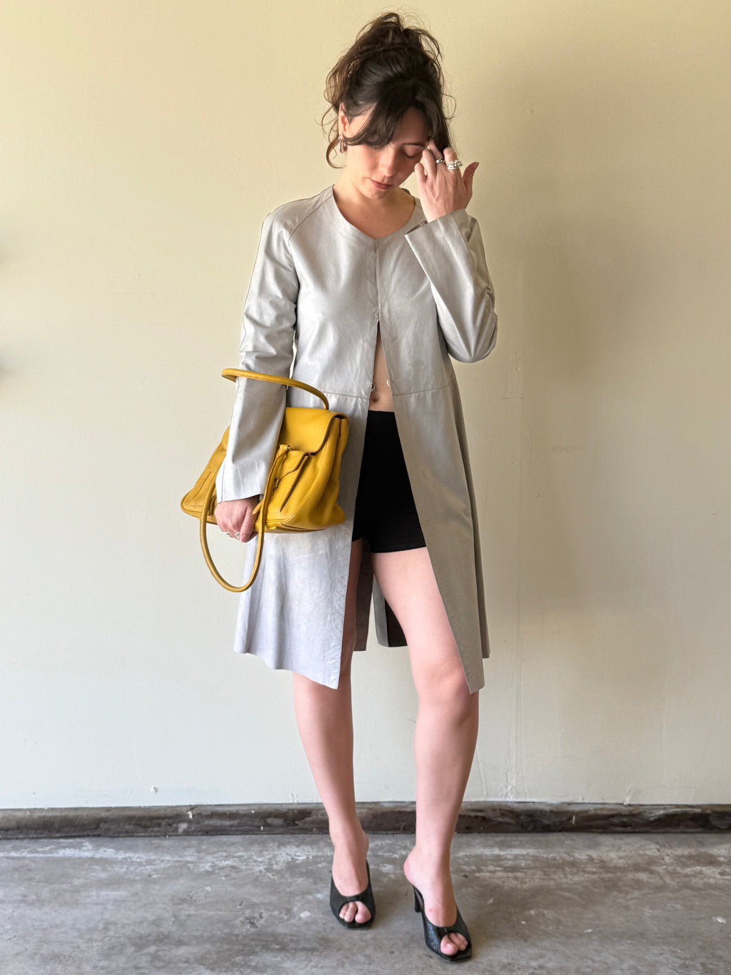 Vintage Giorgio Armani Leather Trench / S