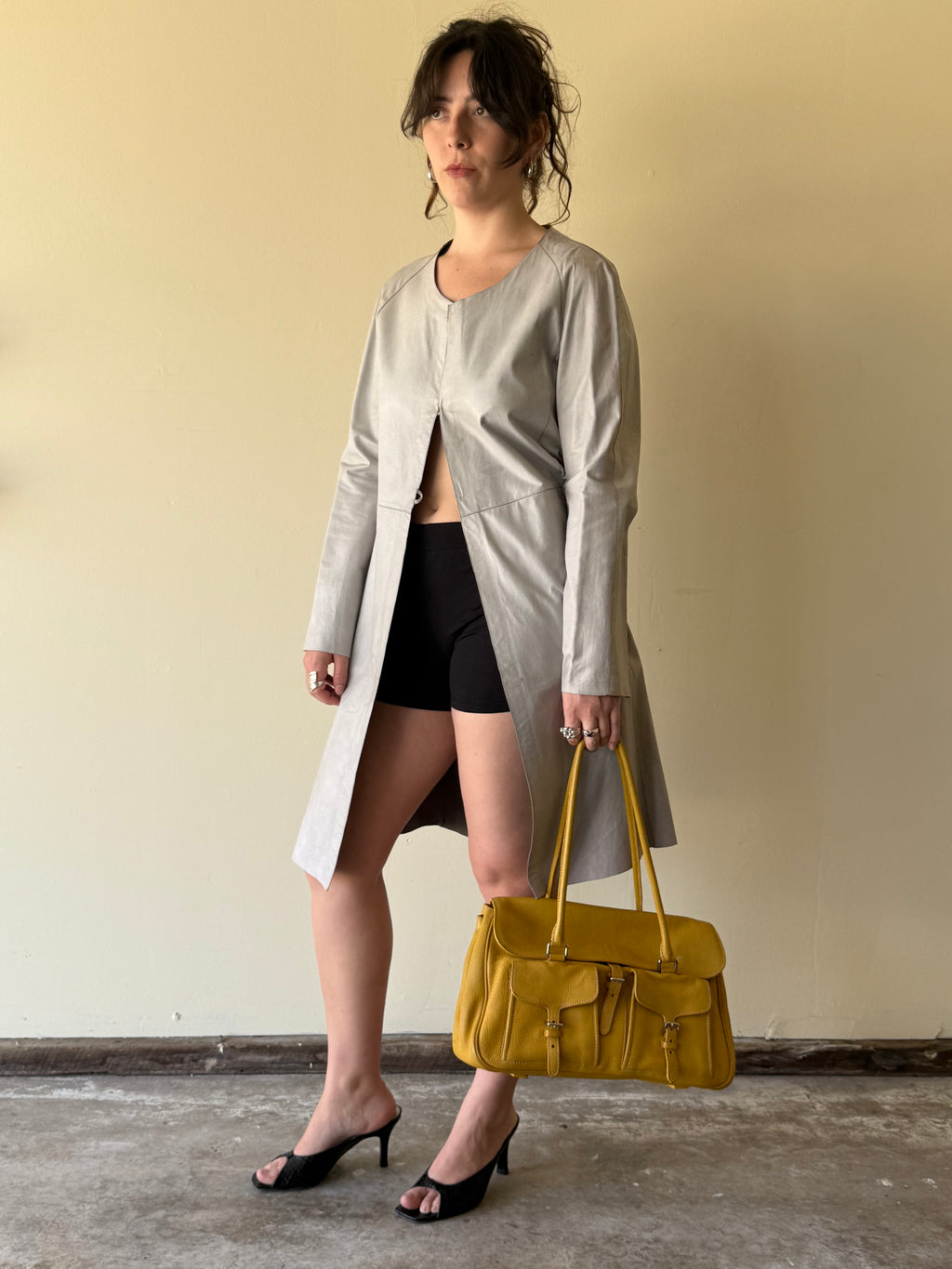 Vintage Giorgio Armani Leather Trench / S