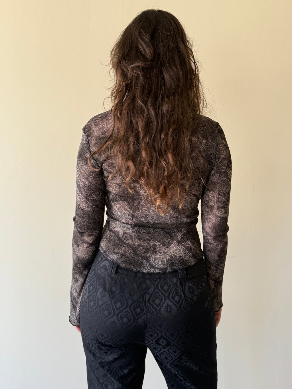Printed Mesh Blouse / S