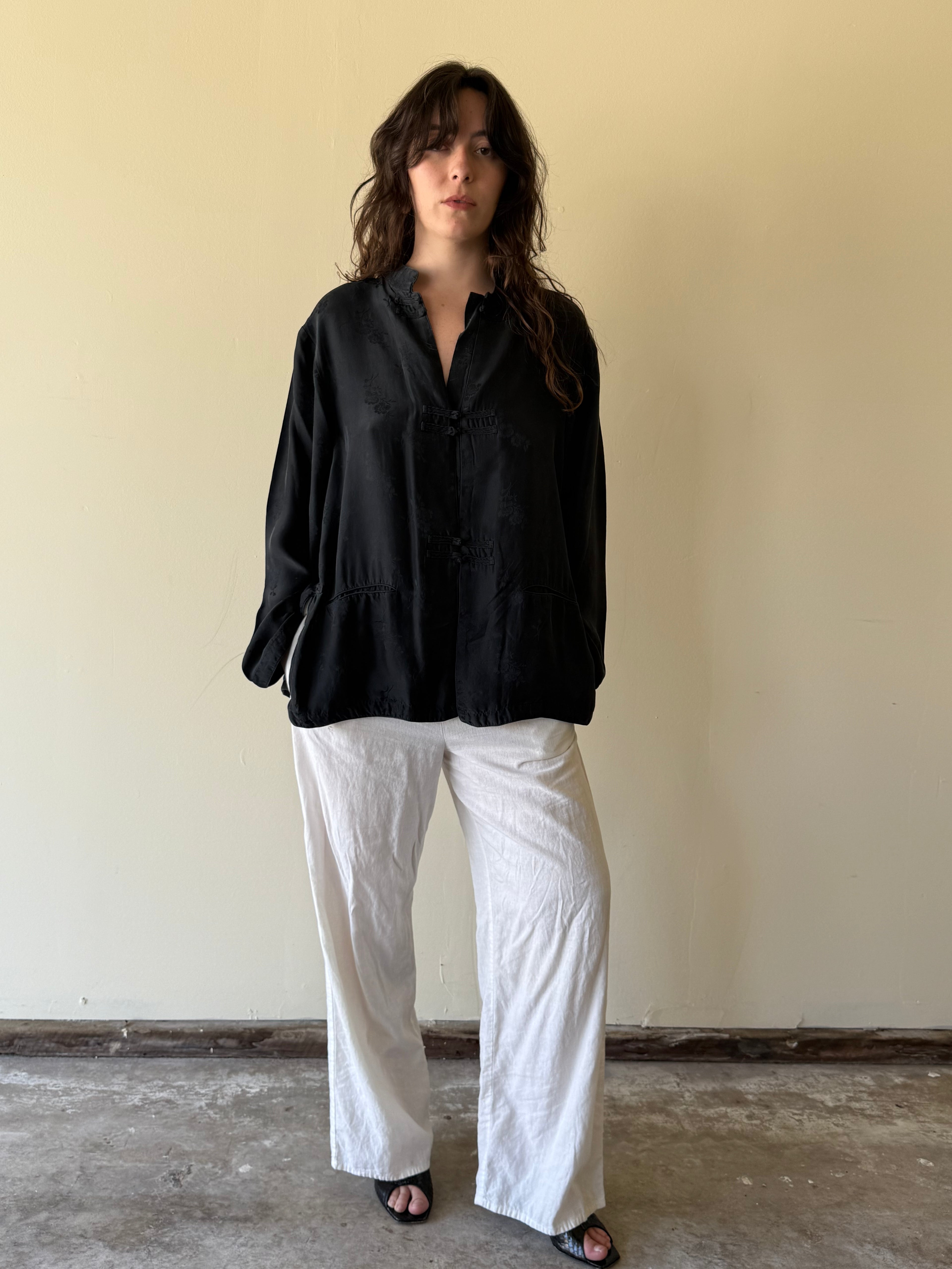 Silk Frog-closure Blouse