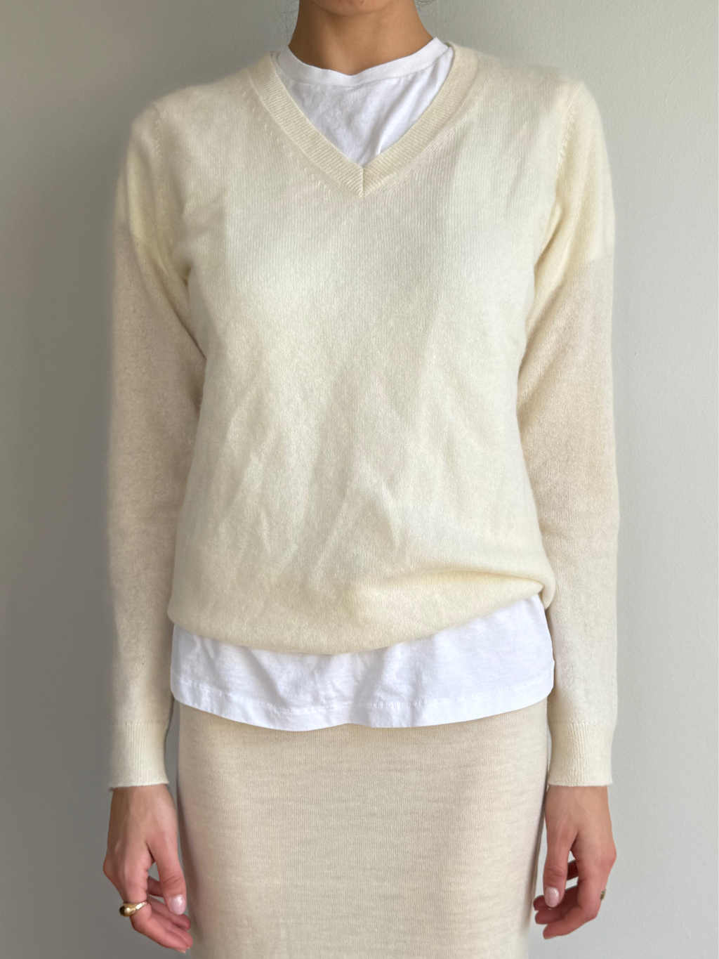 White Cashmere Sweater / M