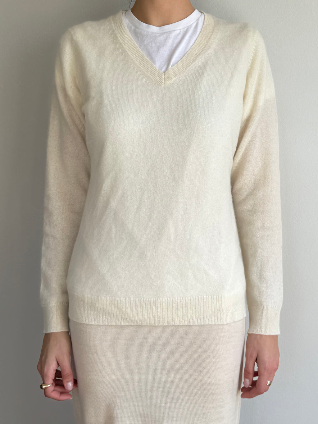 White Cashmere Sweater / M