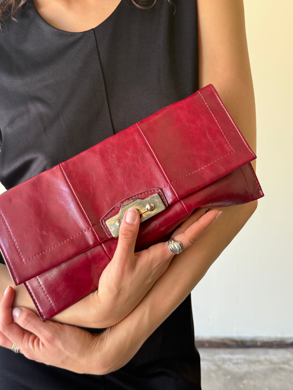 Red Leather Clutch