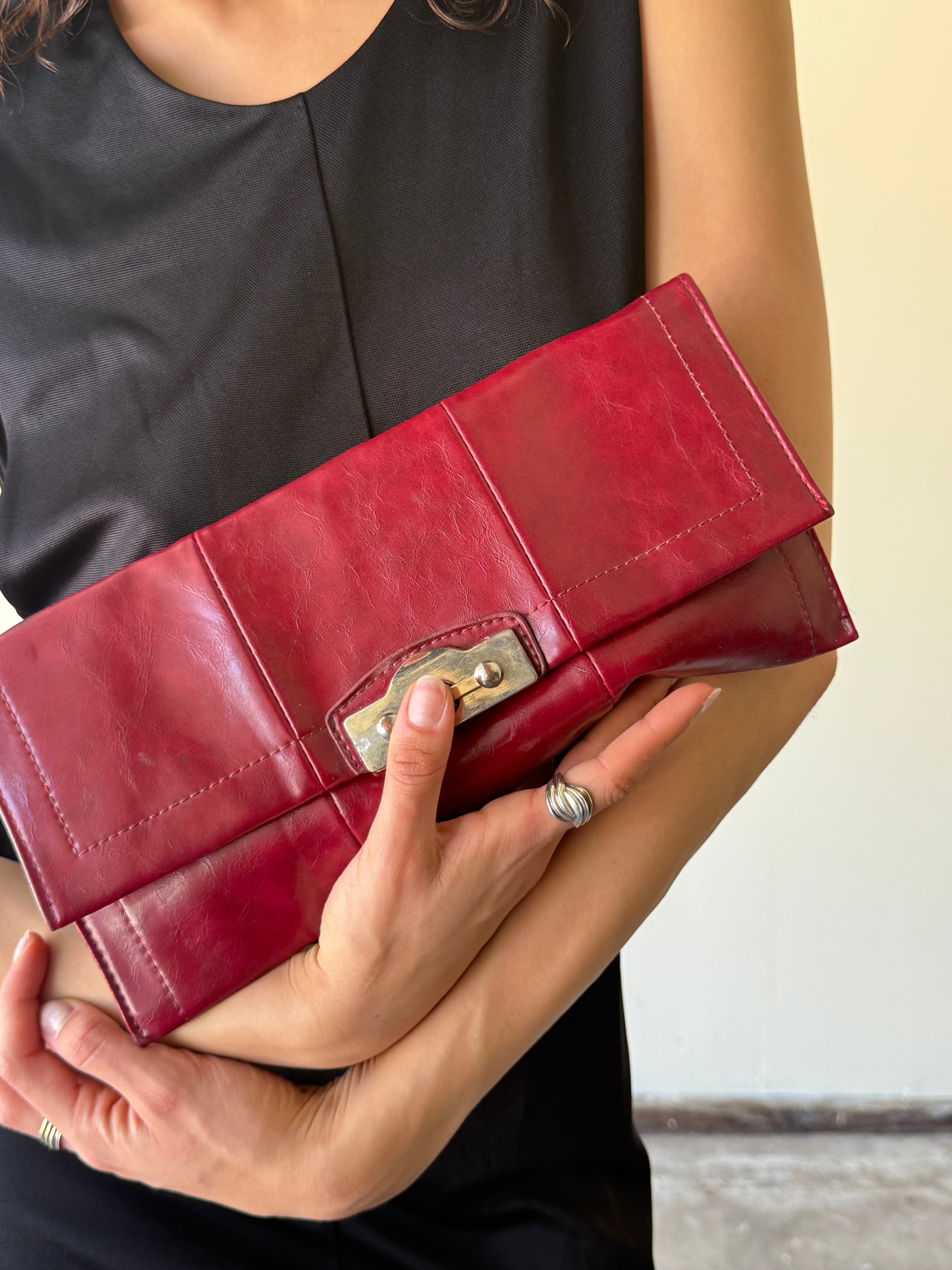 Red Leather Clutch